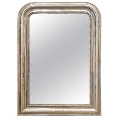 Antique 19th Century French Silver Leaf Louis Philippe Mirror with Greek Key Pattern