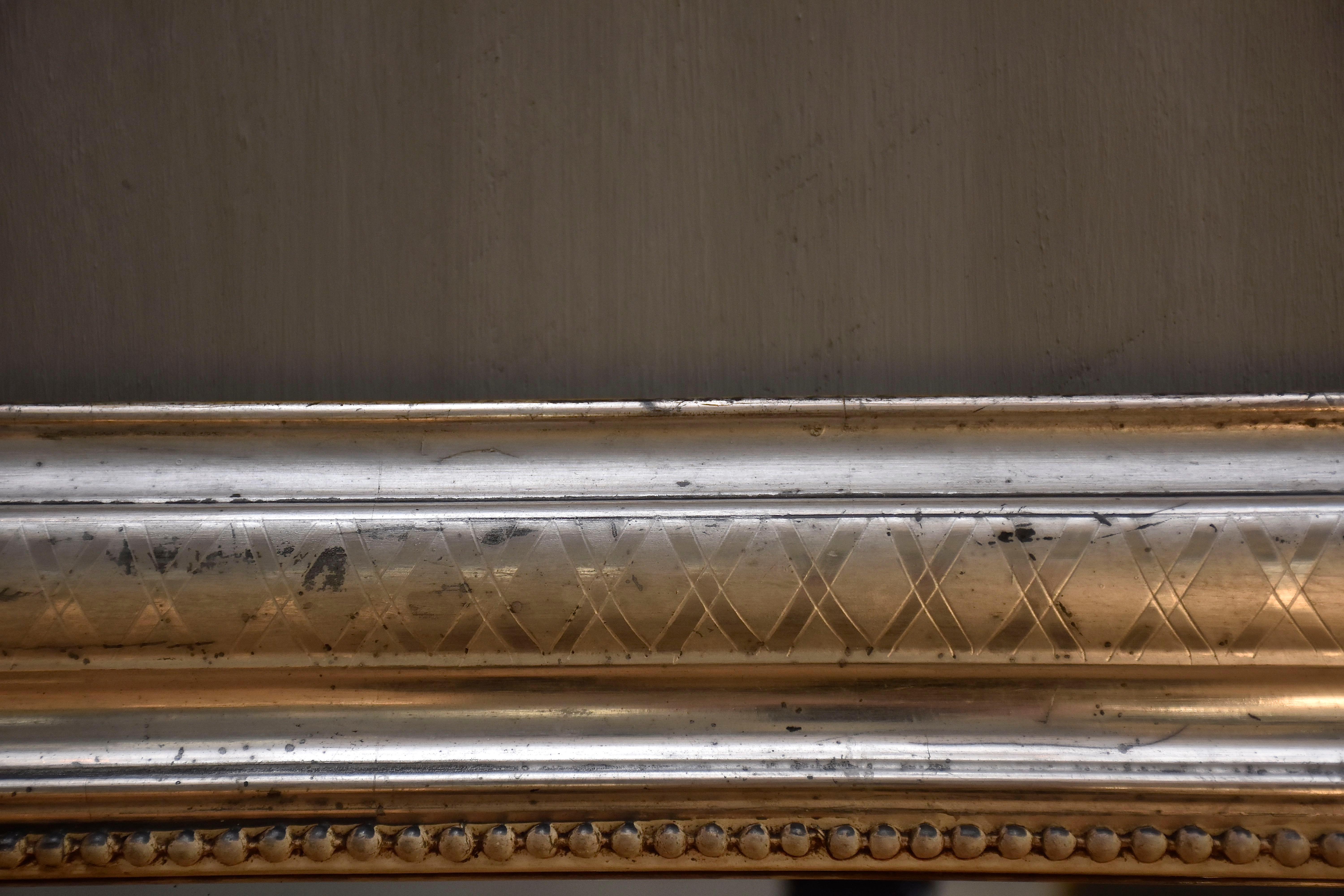 Specchio a foglia d'argento francese del XIX secolo Louis Philippe in vendita 4