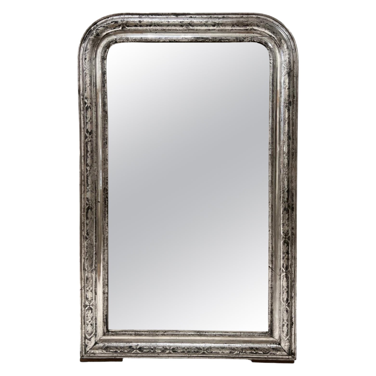 19th Century French Silver Louis Philippe Medium Mirror For Sale