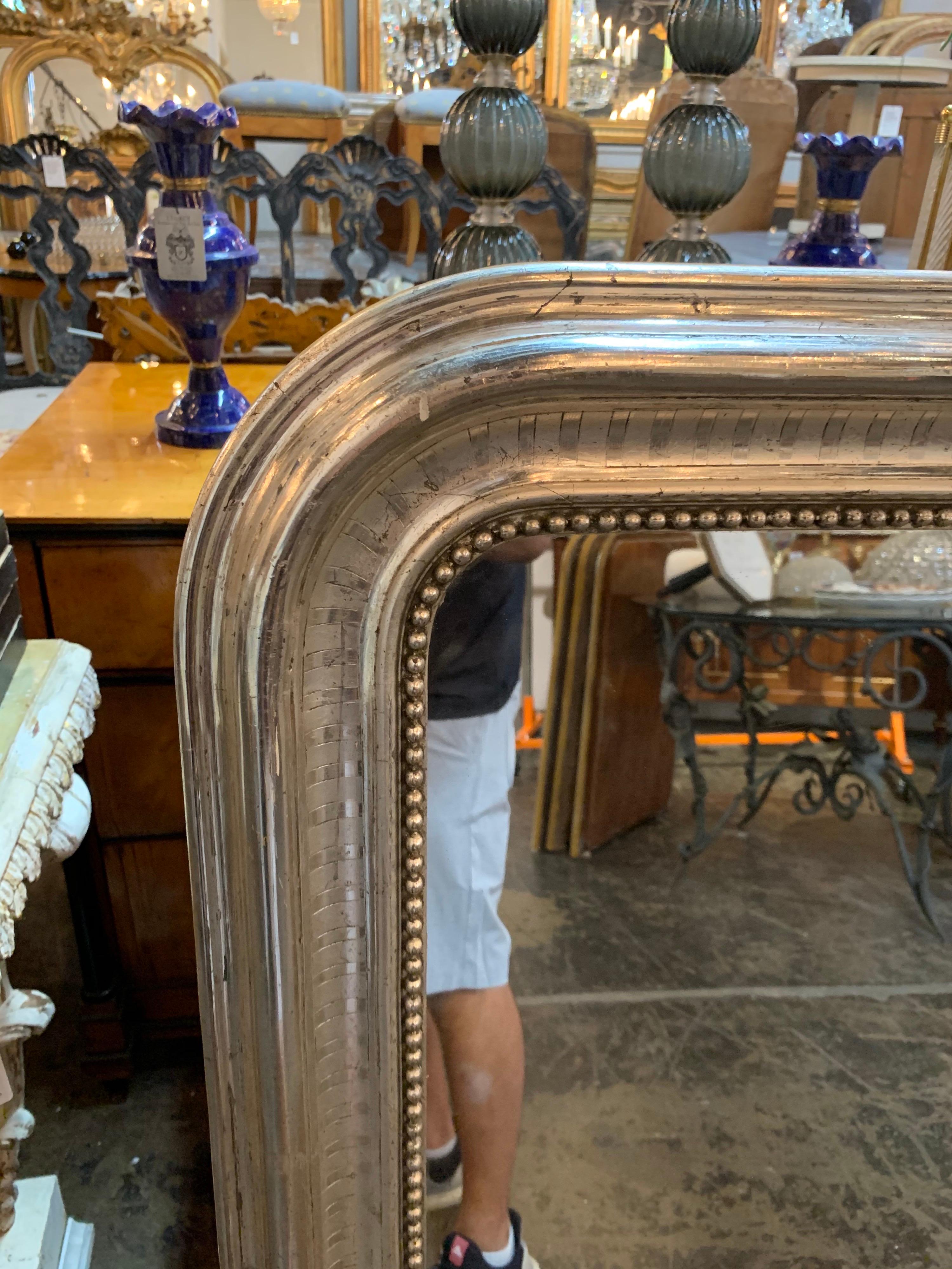 19th Century French Silver Louis Philippe Mirror In Good Condition In Dallas, TX