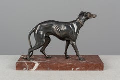 French Silver Patinated Bronze Greyhound