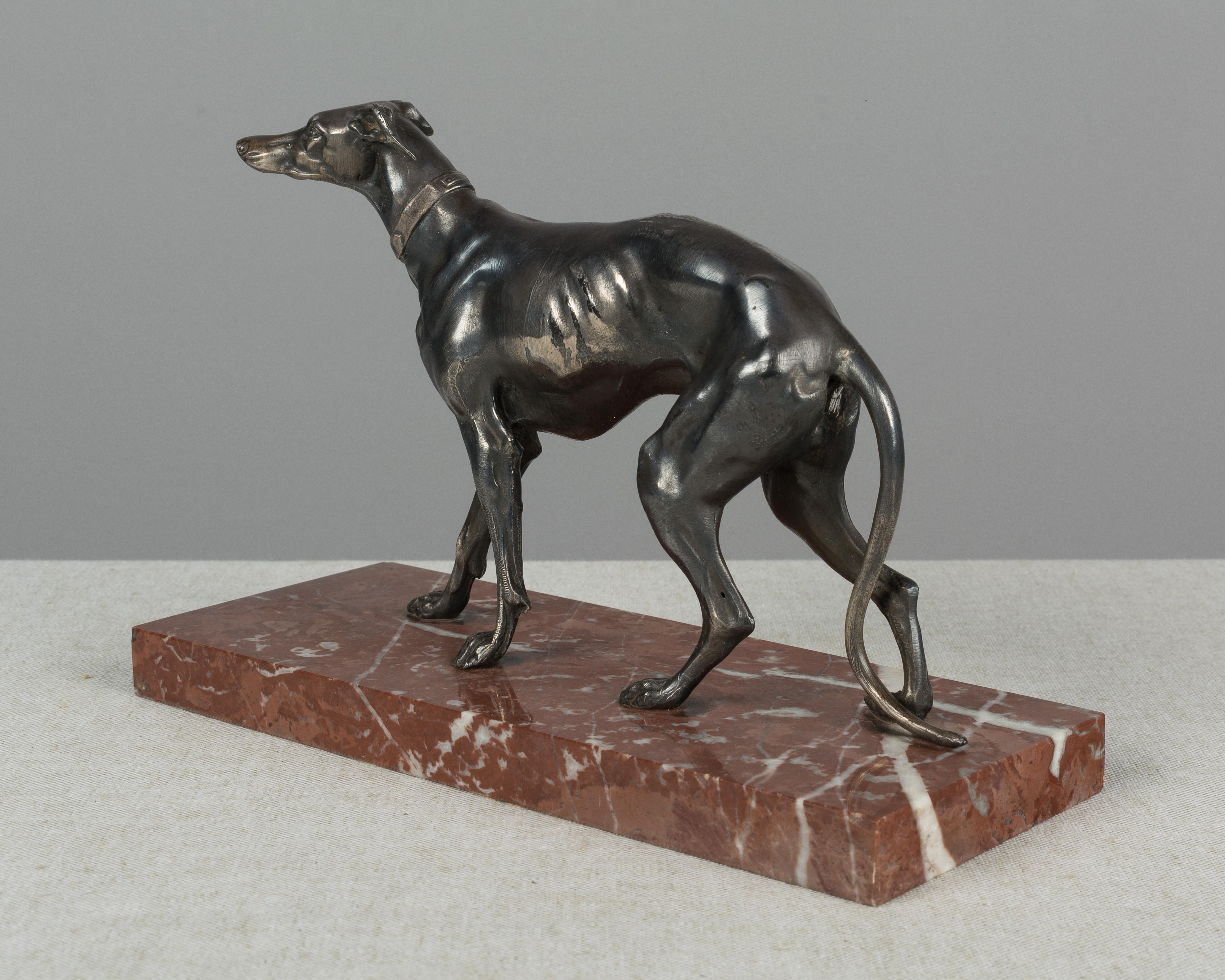French Silver Patinated Bronze Greyhound In Good Condition In Winter Park, FL