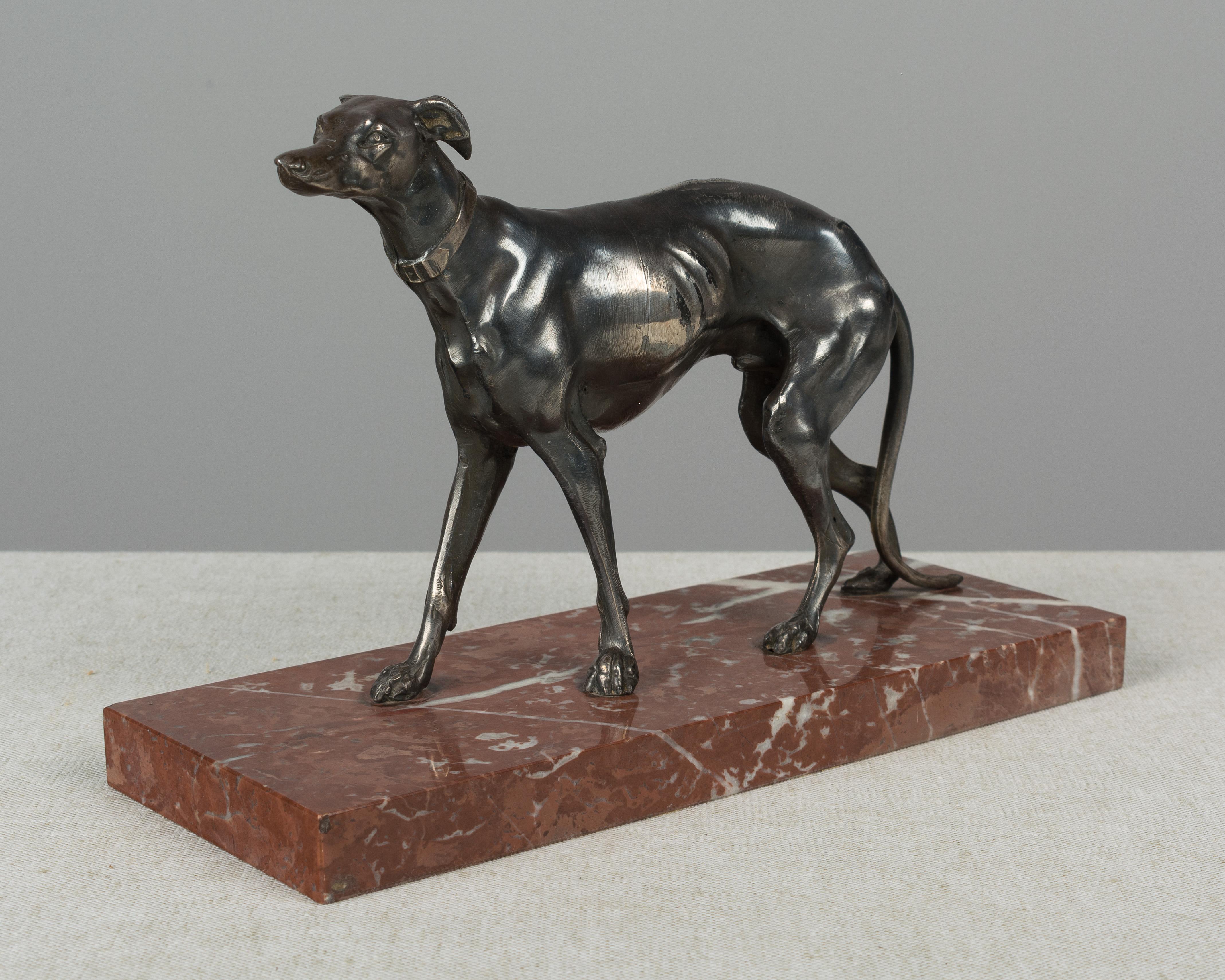 19th Century French Silver Patinated Bronze Greyhound