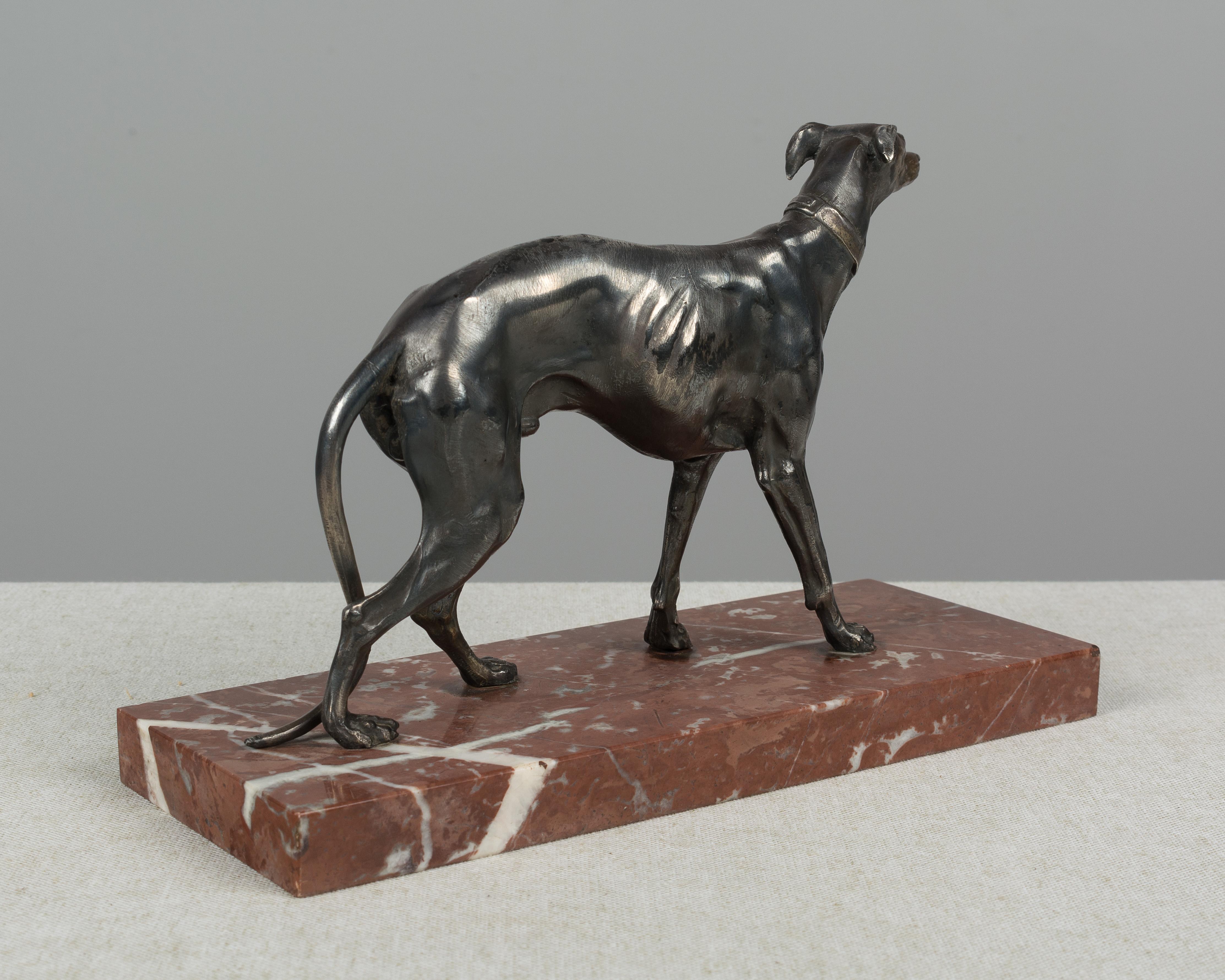 French Silver Patinated Bronze Greyhound 1