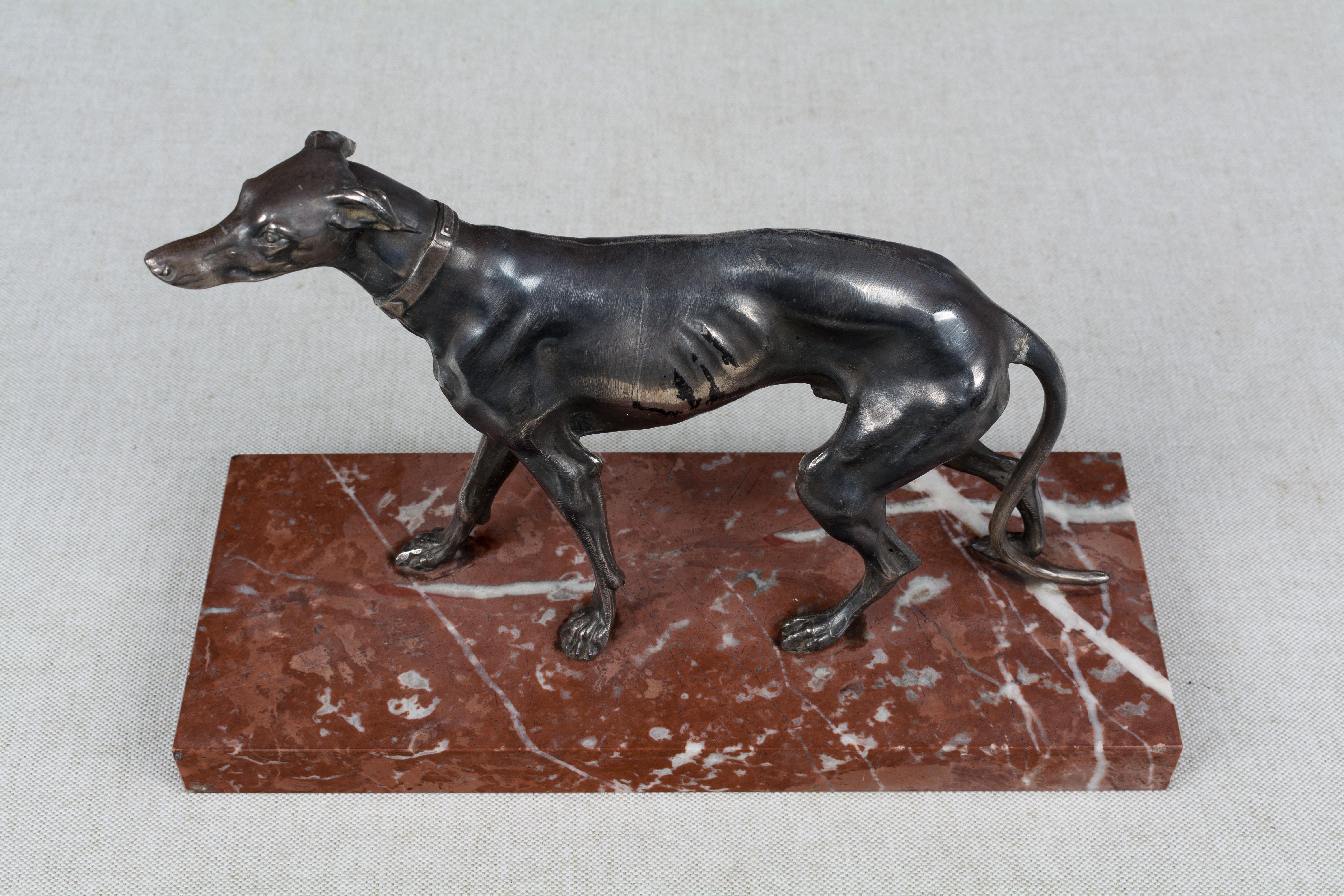 French Silver Patinated Bronze Greyhound 2