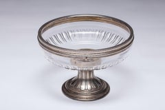 19th Century French Silver Plated Crystal Bowl Centerpiece