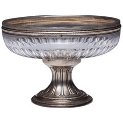 19th Century French Silver Plated Crystal Bowl Centerpiece