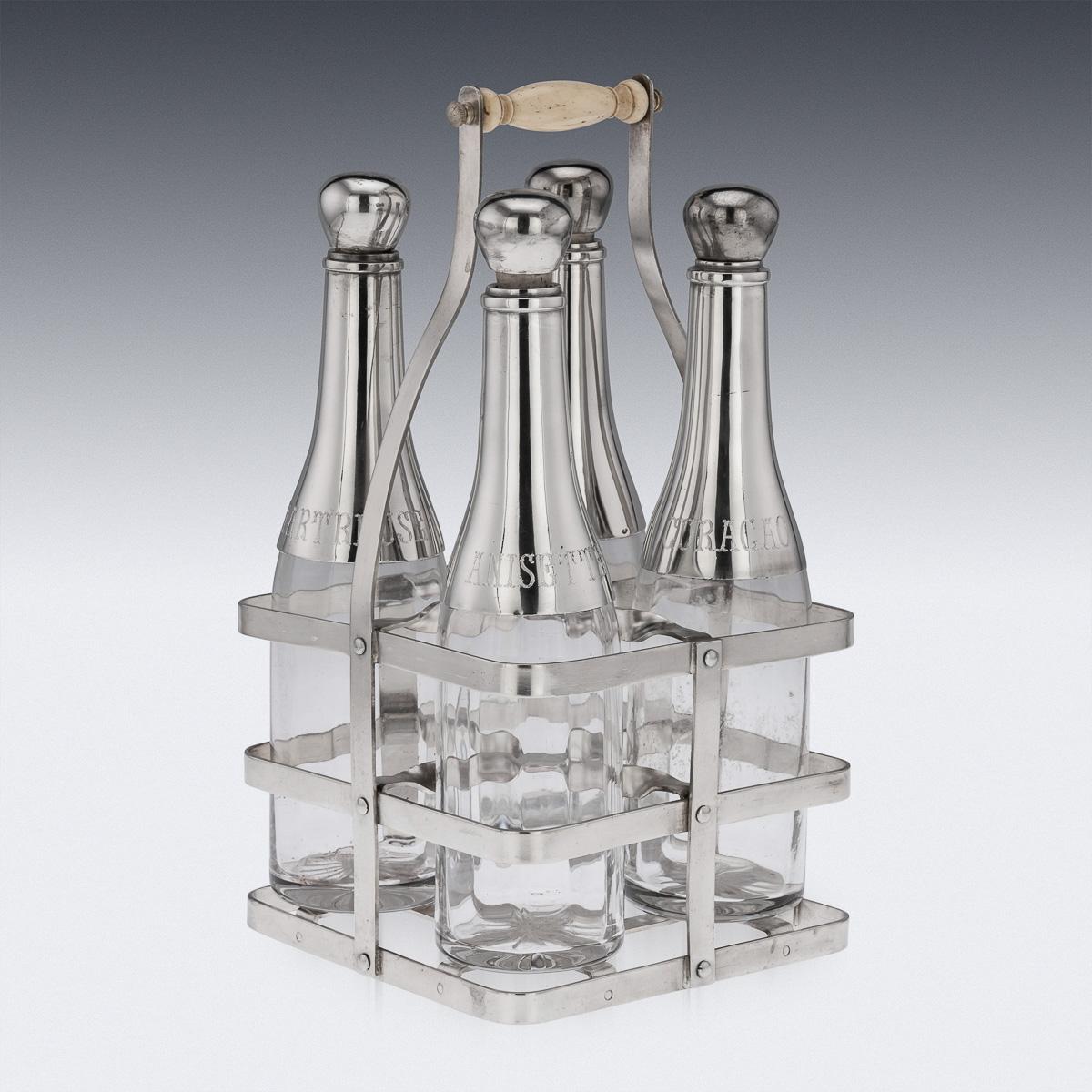19th Century French Silver Plated & Glass Tantalus Set, c.1880 1