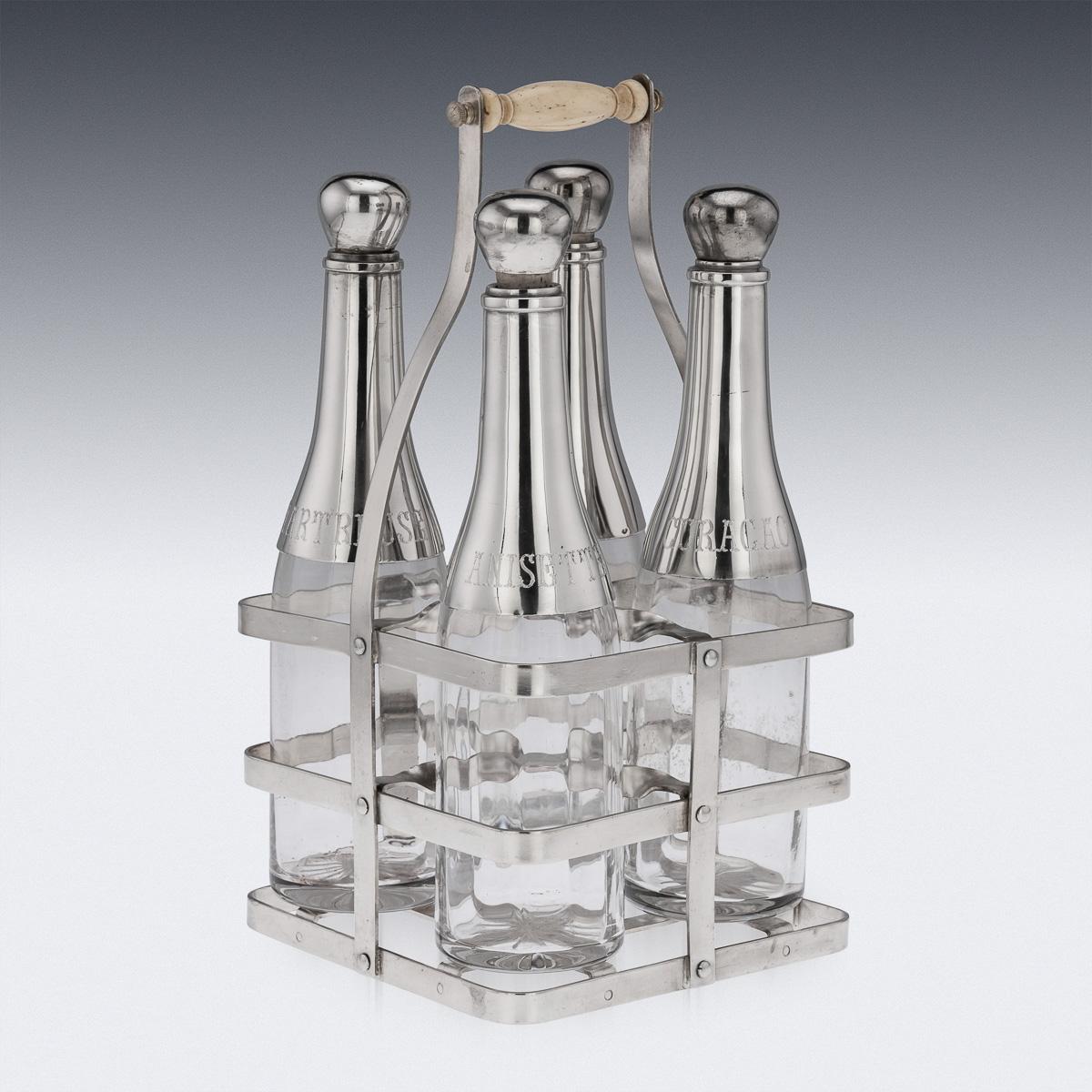 19th Century French Silver Plated & Glass Tantalus Set, c.1880 For Sale 1