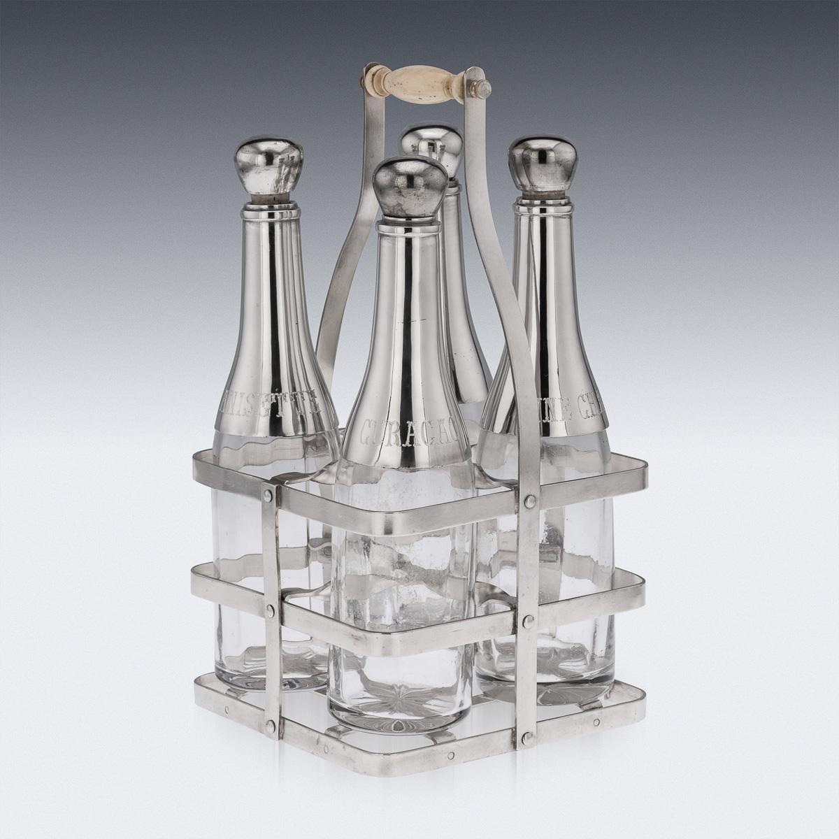 19th Century French Silver Plated & Glass Tantalus Set, c.1880 For Sale 2