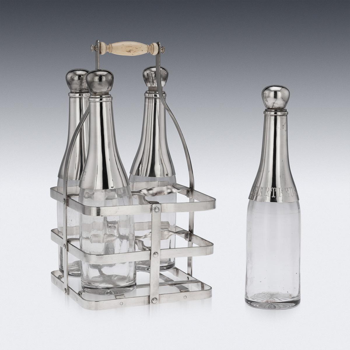 19th Century French Silver Plated & Glass Tantalus Set, c.1880 For Sale 3