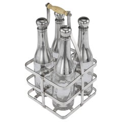 19th Century French Silver Plated & Glass Tantalus Set, c.1880