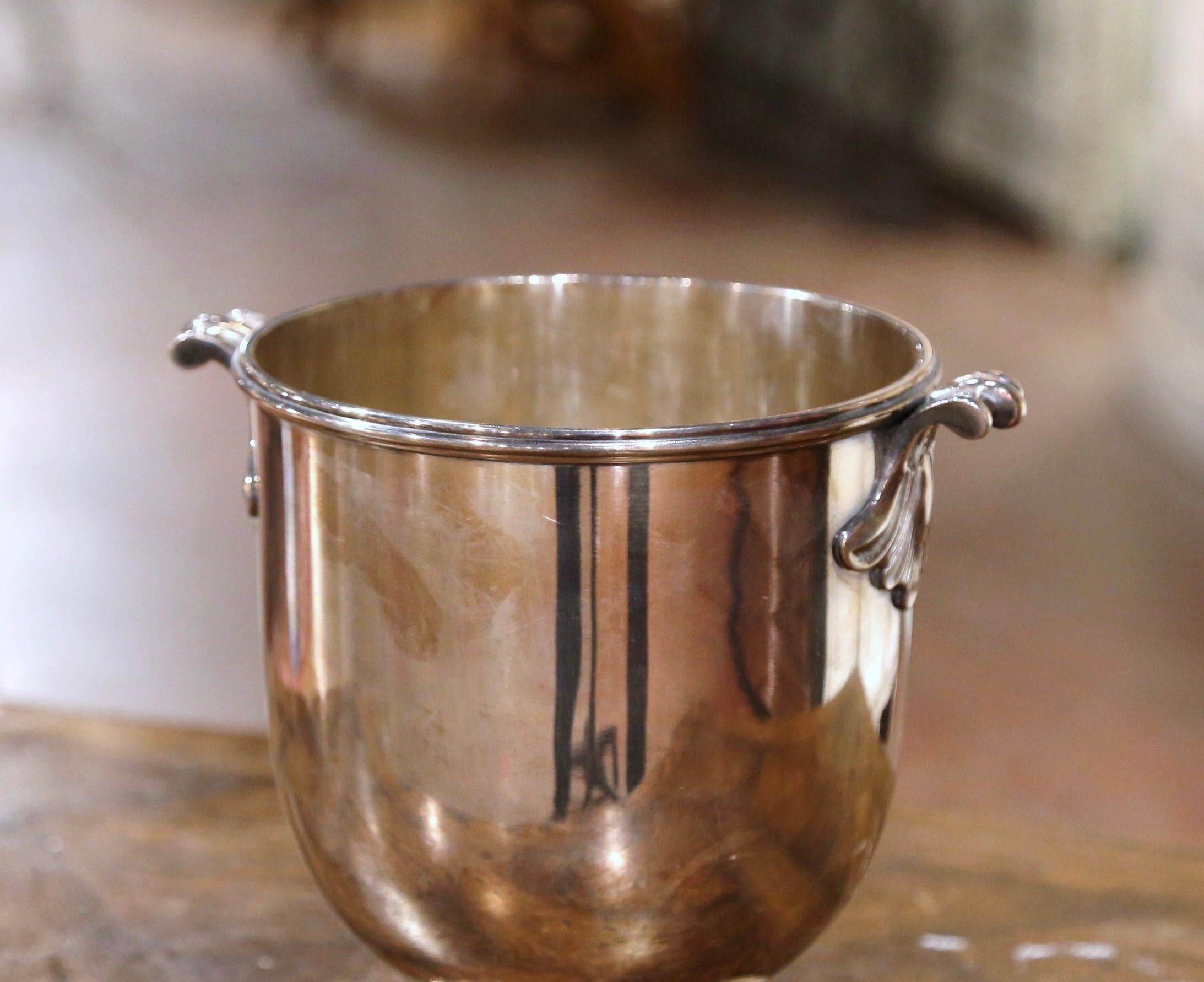 Hand-Crafted 19th Century French Silver Plated over Brass Champagne or Wine Cooler Bucket