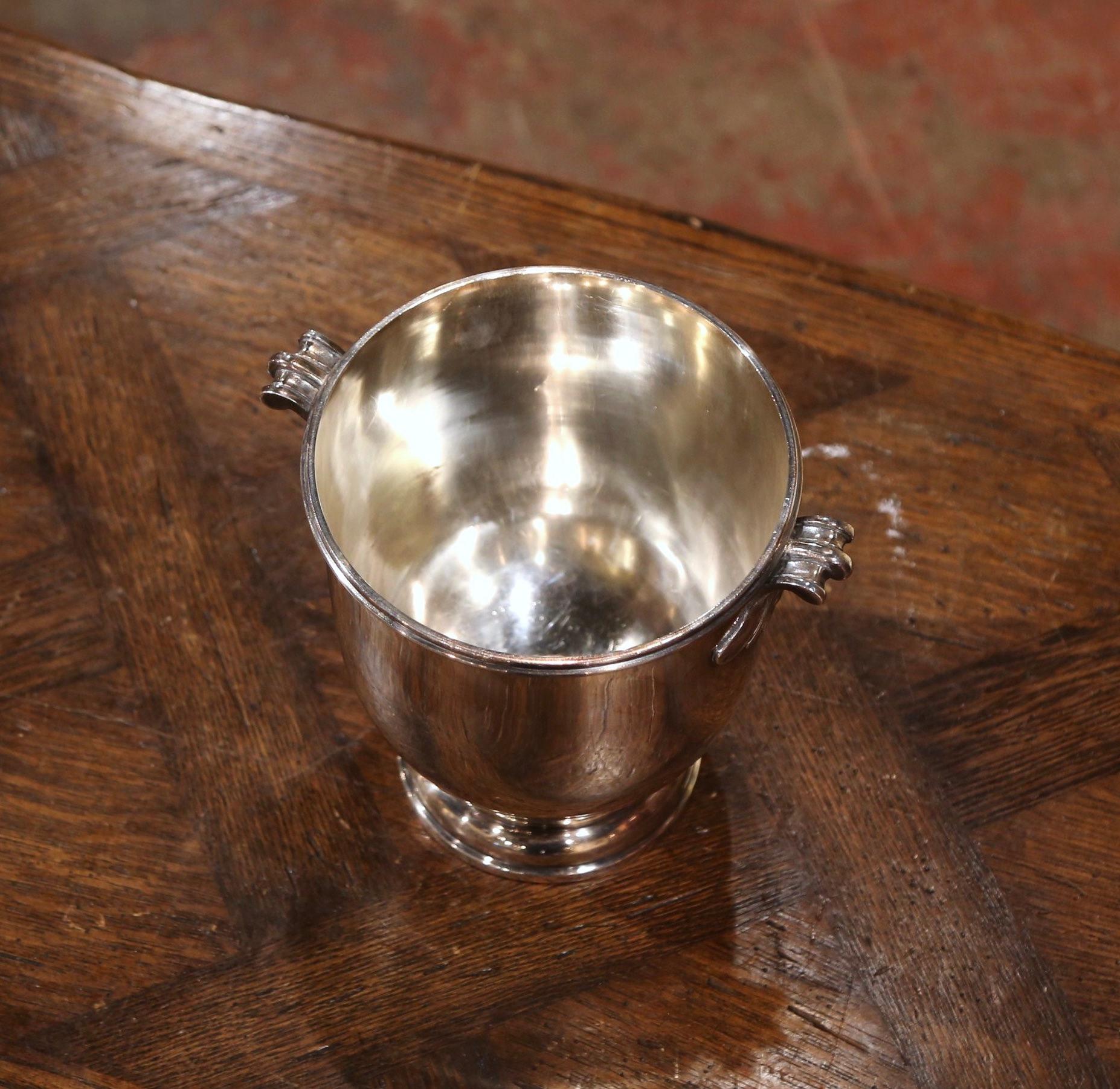 19th Century French Silver Plated over Brass Champagne or Wine Cooler Bucket In Excellent Condition In Dallas, TX