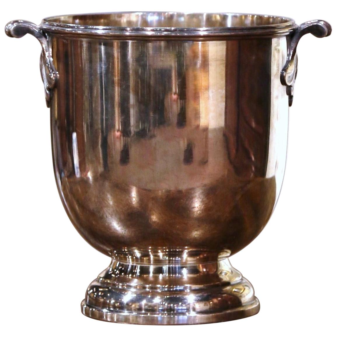 19th Century French Silver Plated over Brass Champagne or Wine Cooler Bucket