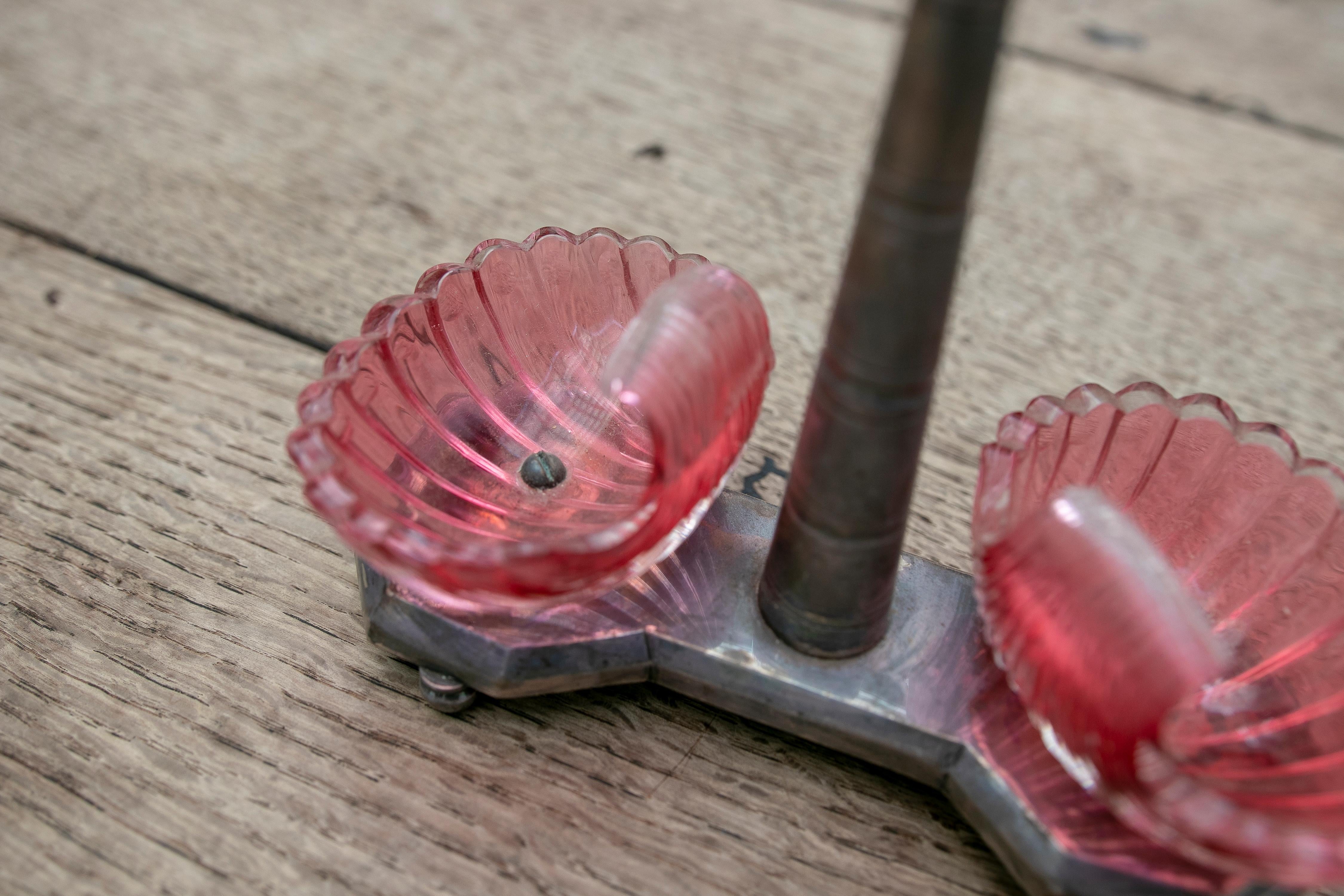 Salina francese del XIX secolo in argento con conchiglie in vetro in vendita 5