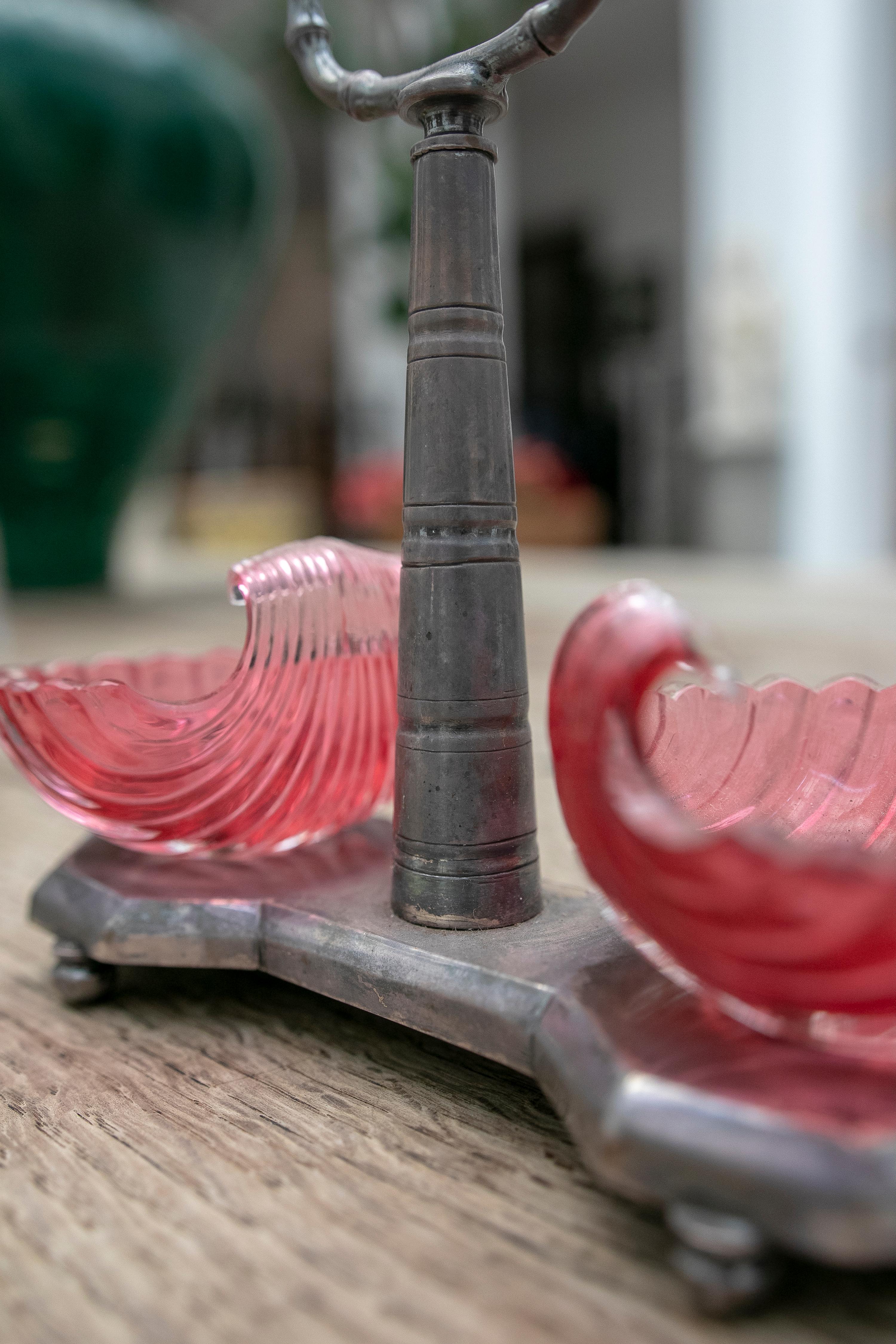 19th Century French Silver Saltcellar with Glass Shells For Sale 10