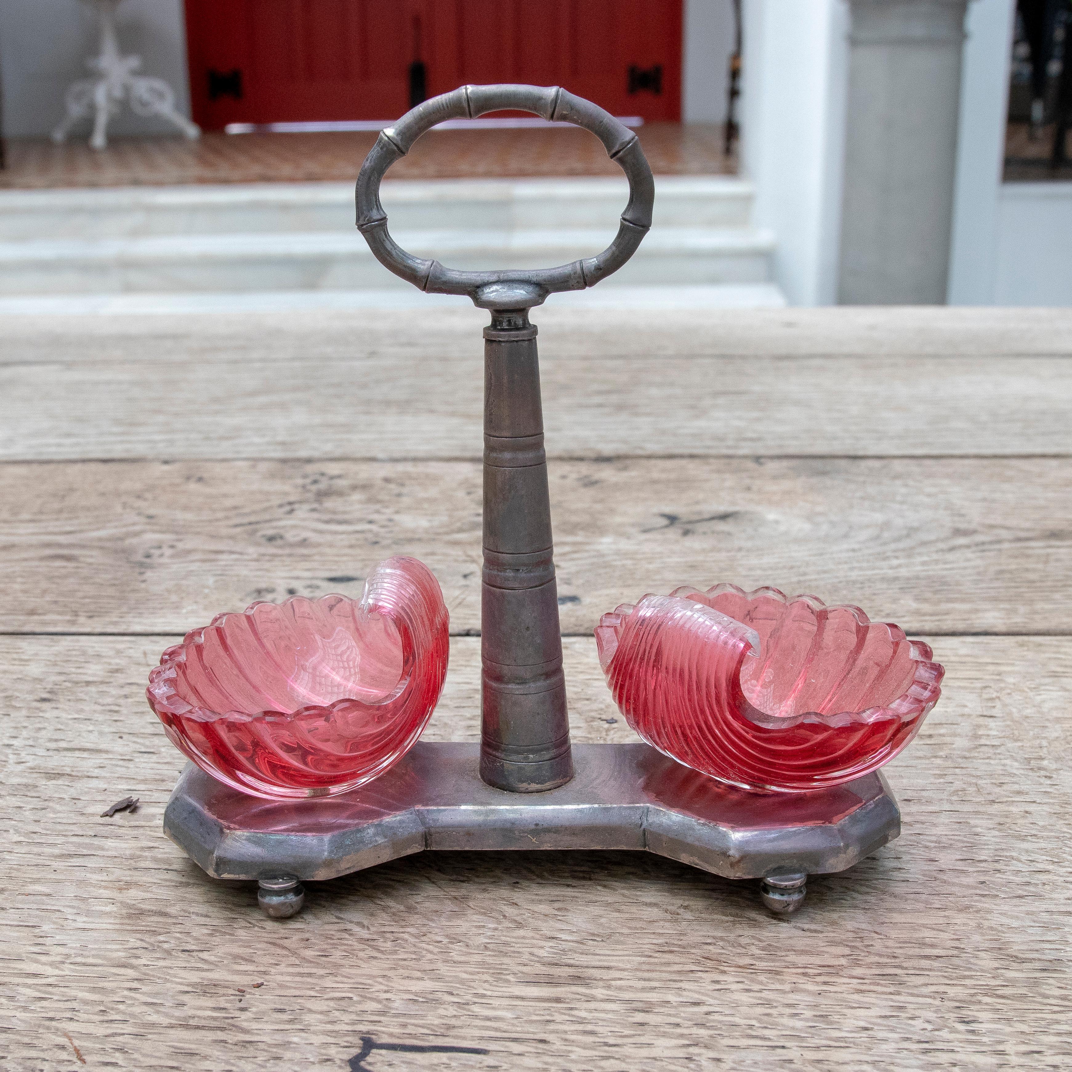 19th Century French Silver Saltcellar with Glass Shells For Sale 3