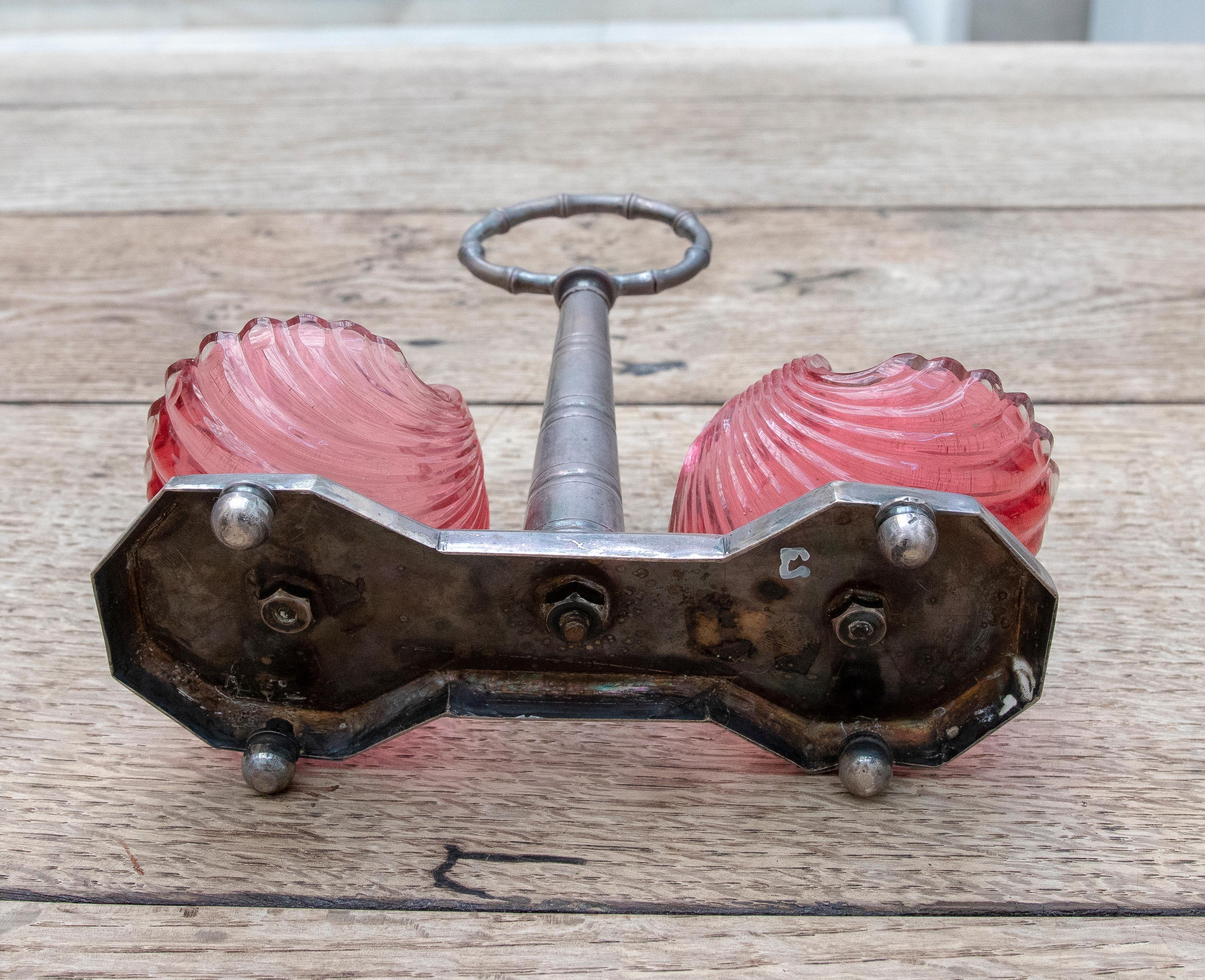 19th Century French Silver Saltcellar with Glass Shells For Sale 5