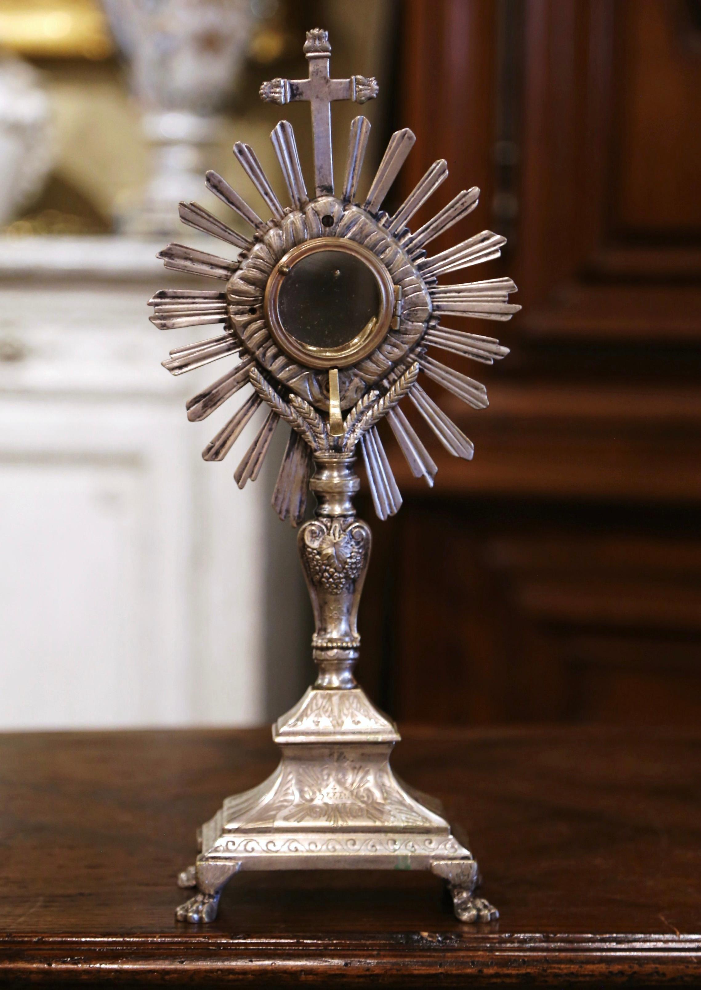 Hand-Crafted 19th Century French Silvered Bronze Catholic Monstrance 