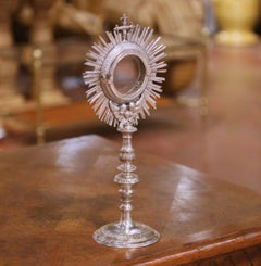 19th Century French Silvered Bronze Catholic Ostensoir Monstrance with Sunburst