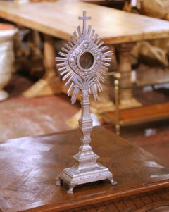 19th Century French Silvered Bronze Catholic Ostensoir Monstrance with Sunburst