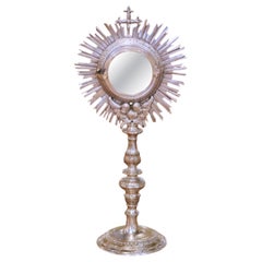 19th Century French Silvered Bronze Catholic Ostensoir Monstrance with Sunburst