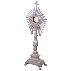 19th Century French Silvered Bronze Catholic Ostensoir Monstrance with Sunburst