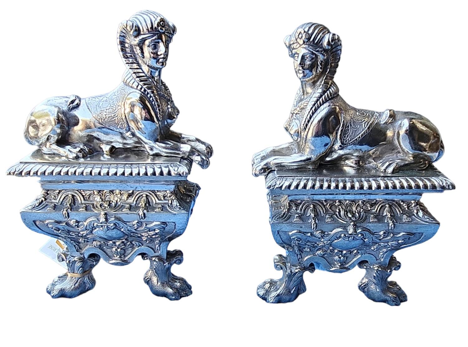 19th Century French Silvered Bronze Channets In Good Condition For Sale In Los Angeles, CA