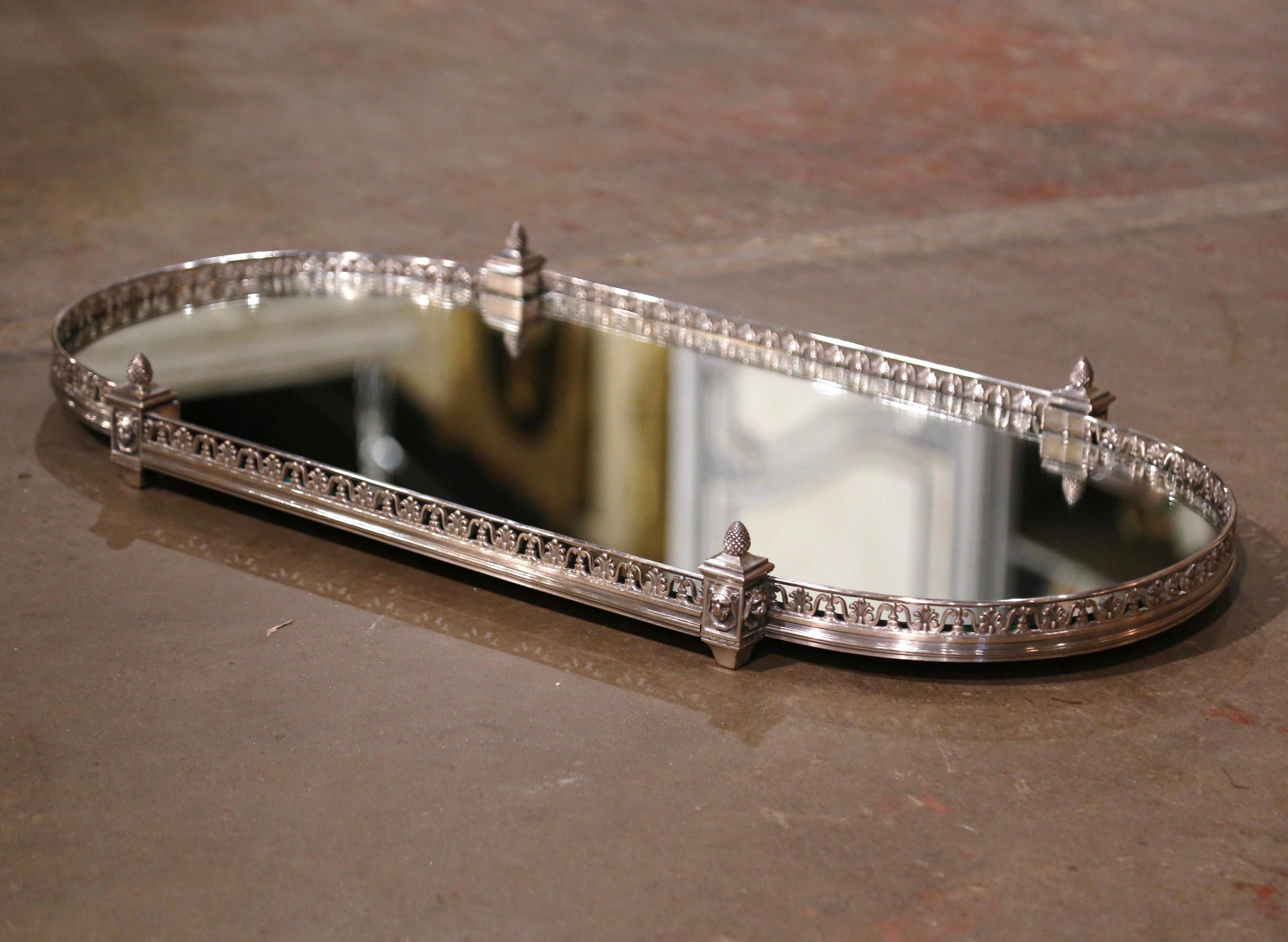 Silver Plate  19th Century French Silvered Bronze Mirrored 