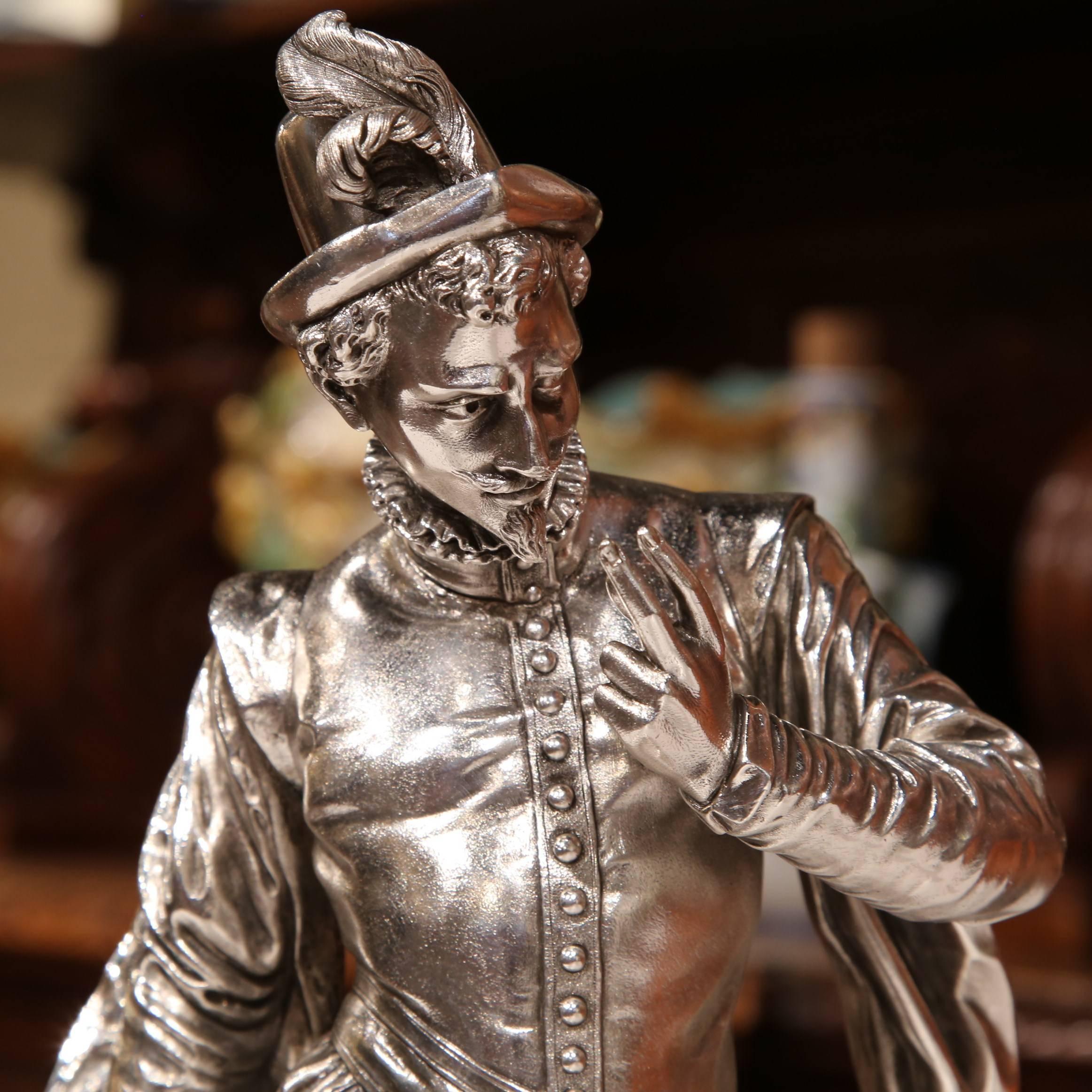 Decorate a man's office with this elegant antique statue. Crafted in France, circa 1860, the sculpture named 