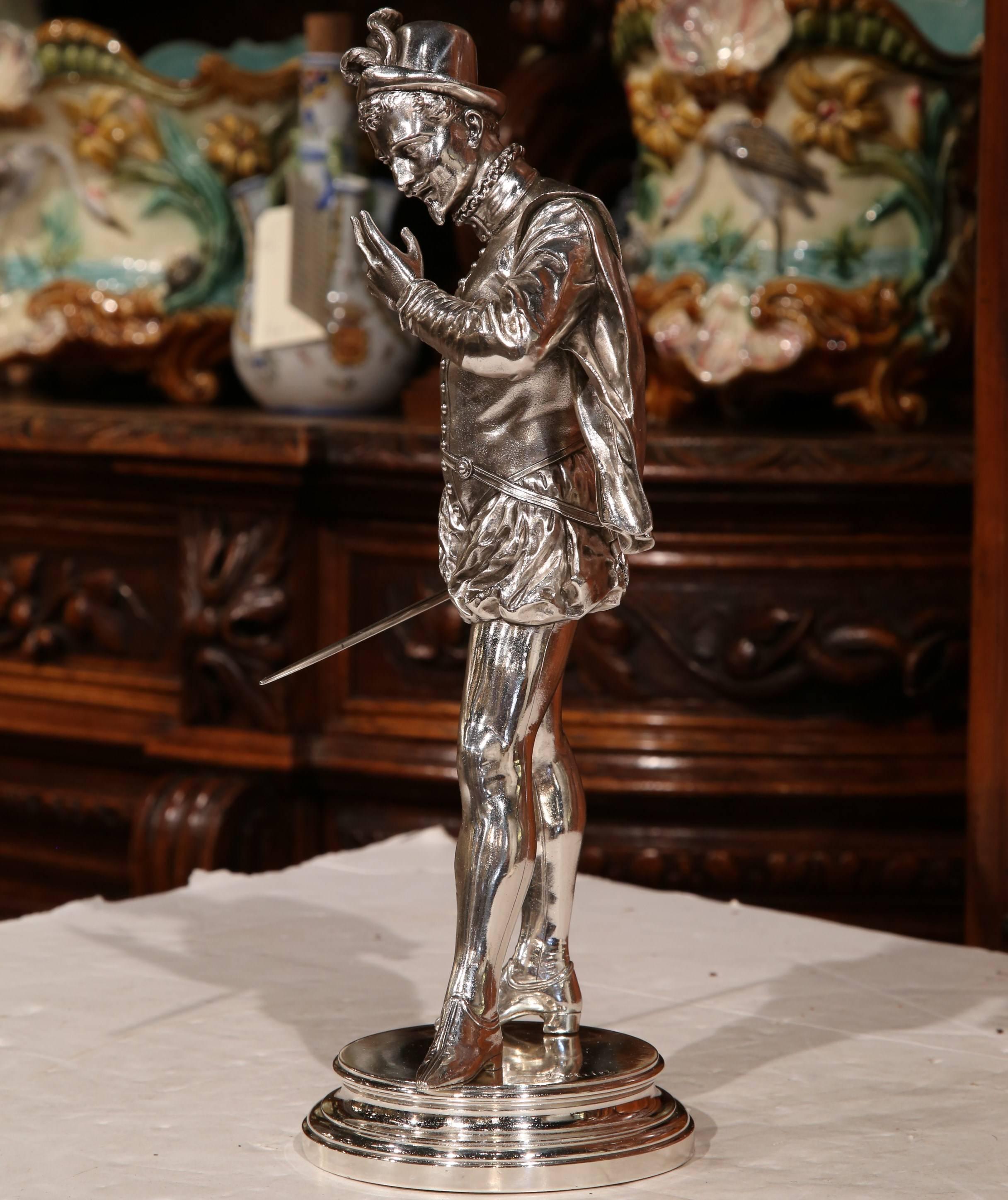 XIXe siècle Le Duel, sculpture française du 19ème siècle en bronze argenté signée P.L. Detrier en vente
