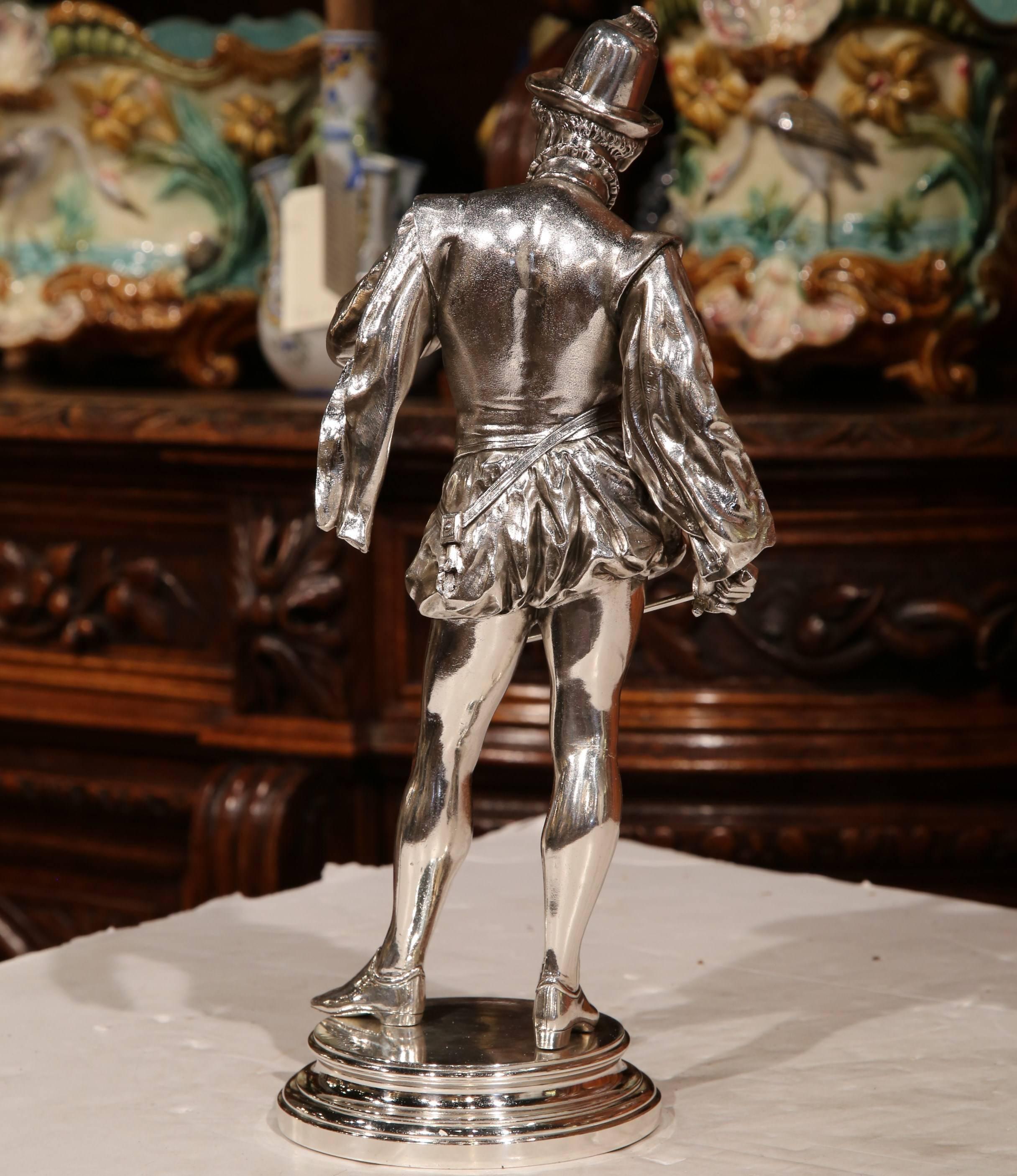 19th Century French Silvered Bronze Sculpture 