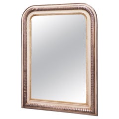 19th Century French Silverleaf and Antique White Painted Louis Philippe Mirror