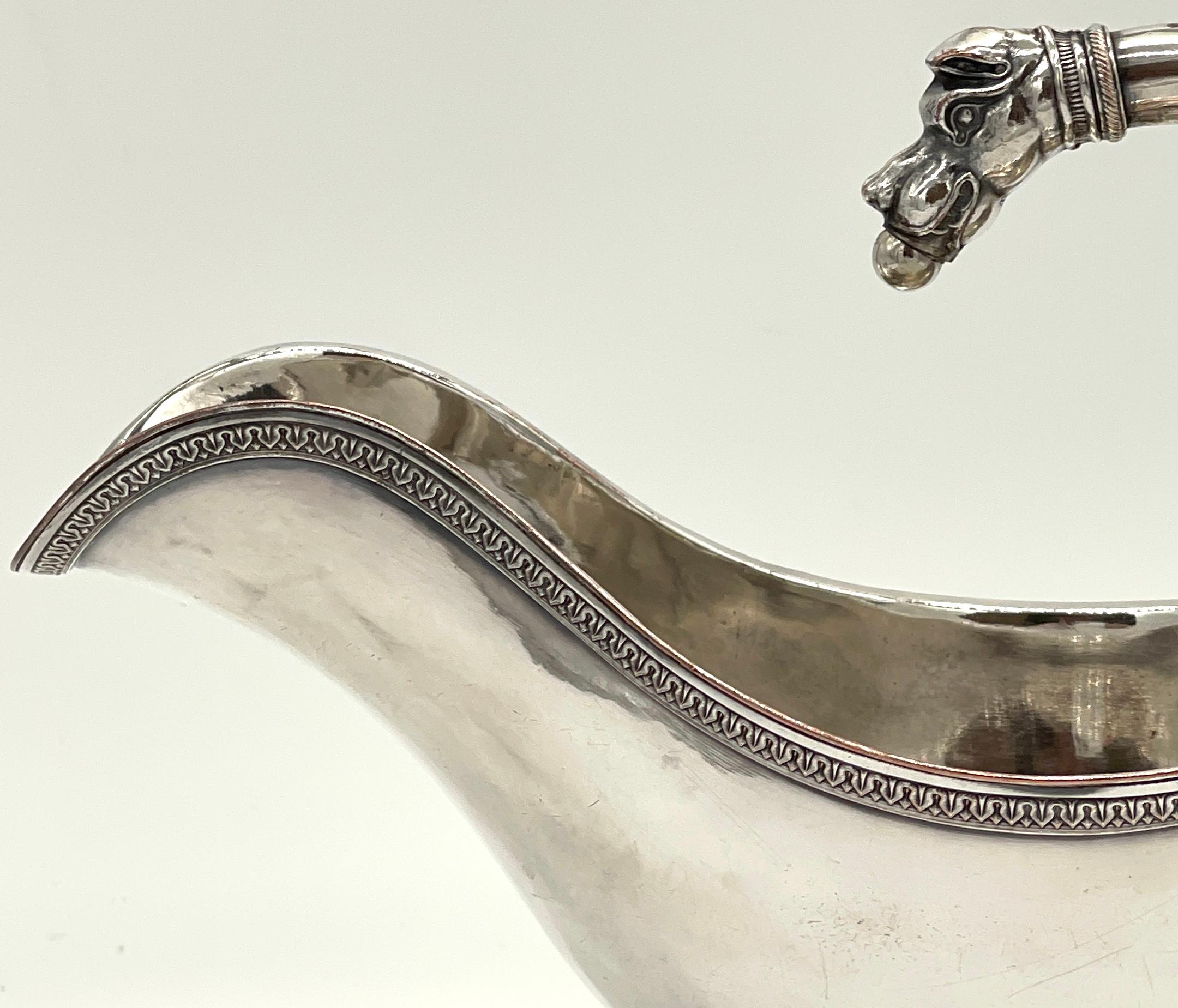 19th Century French Silverplated Christofle Style Dog Motif Gravy/ Sauce Boat 7