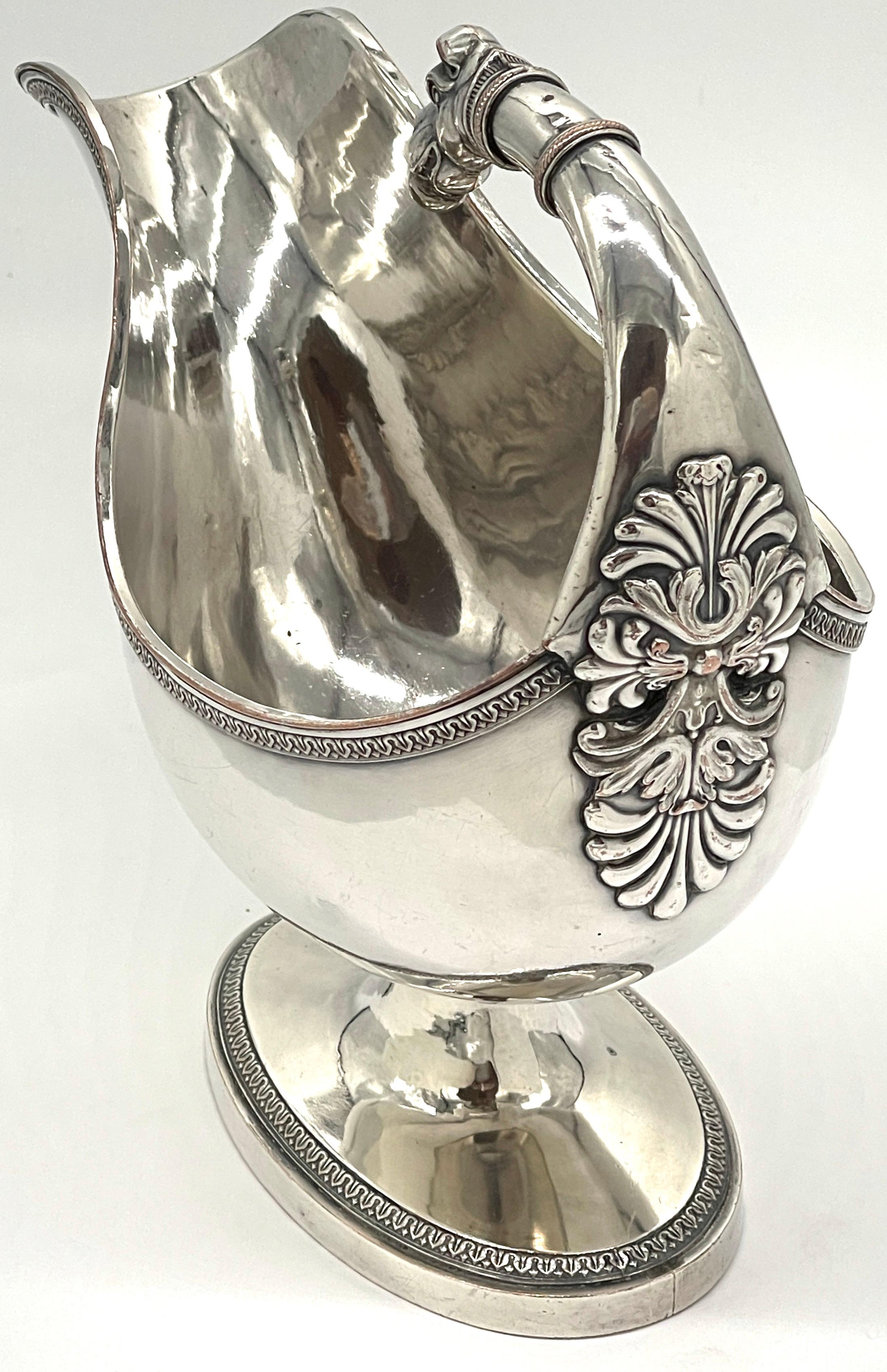 Silver Plate 19th Century French Silverplated Christofle Style Dog Motif Gravy/ Sauce Boat