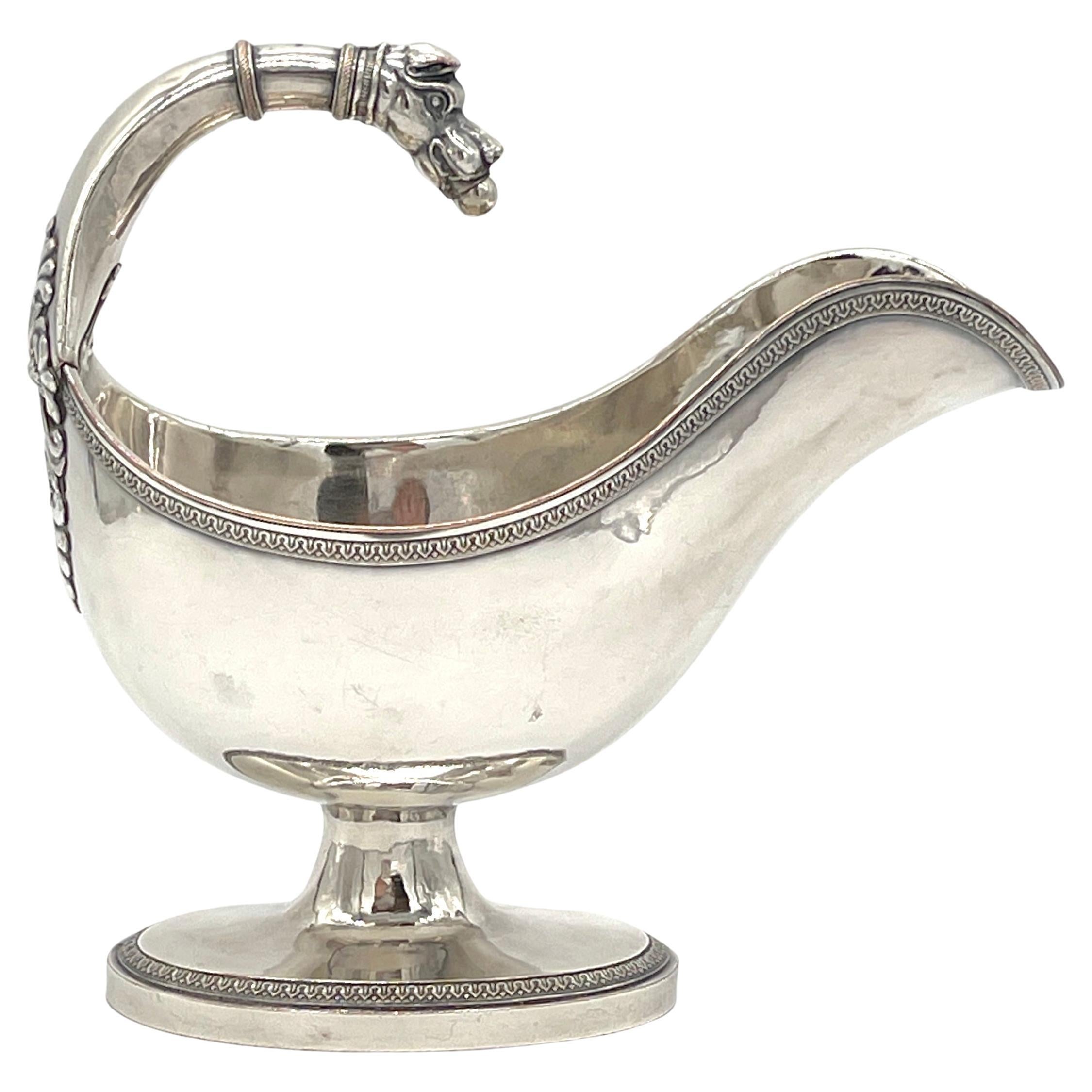 19th Century French Silverplated Christofle Style Dog Motif Gravy/ Sauce Boat