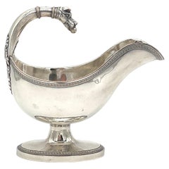 19th Century French Silverplated Christofle Style Dog Motif Gravy/ Sauce Boat