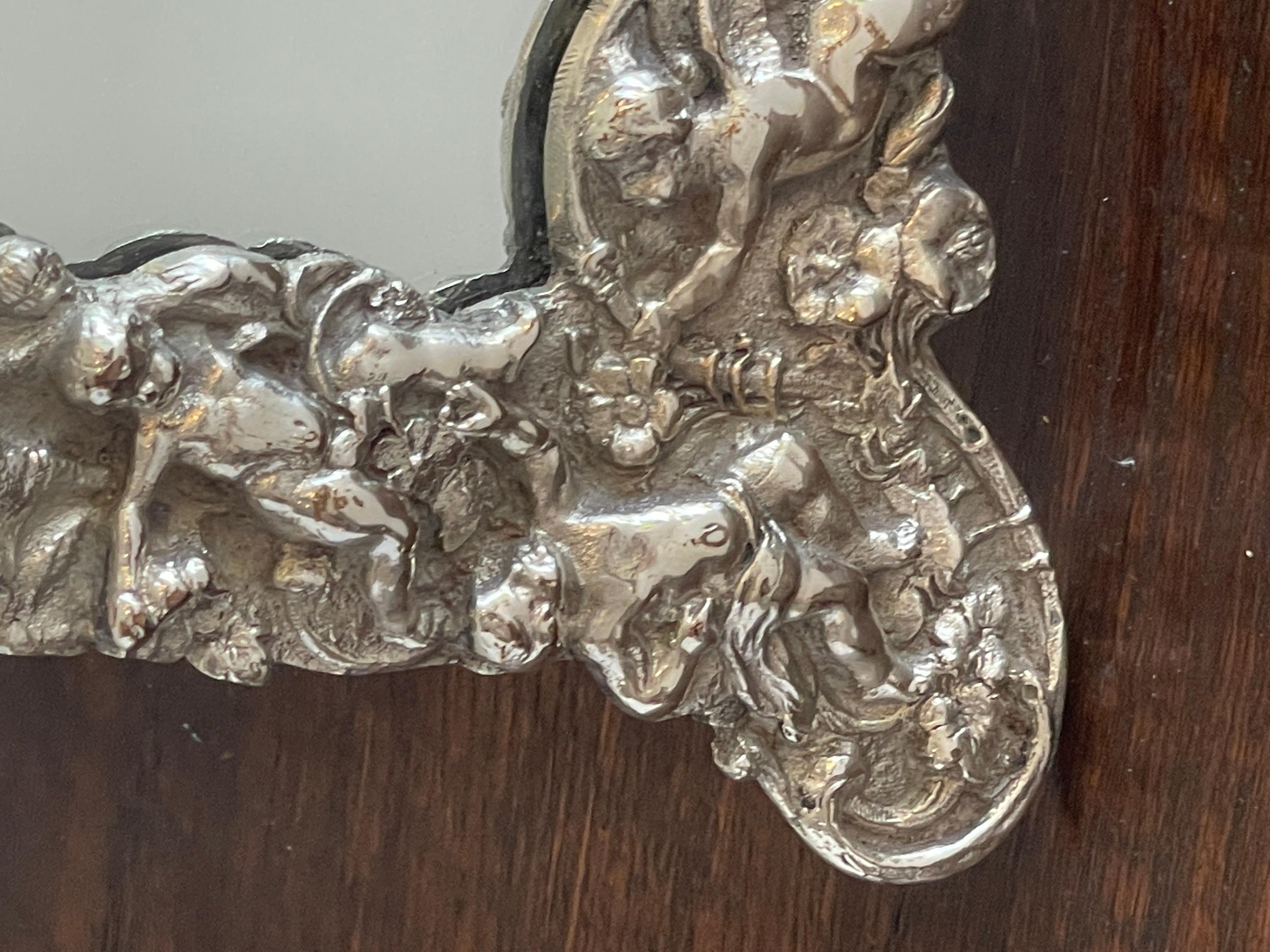 19th Century French Silverplated Putti Motif Dressing Mirror For Sale 1