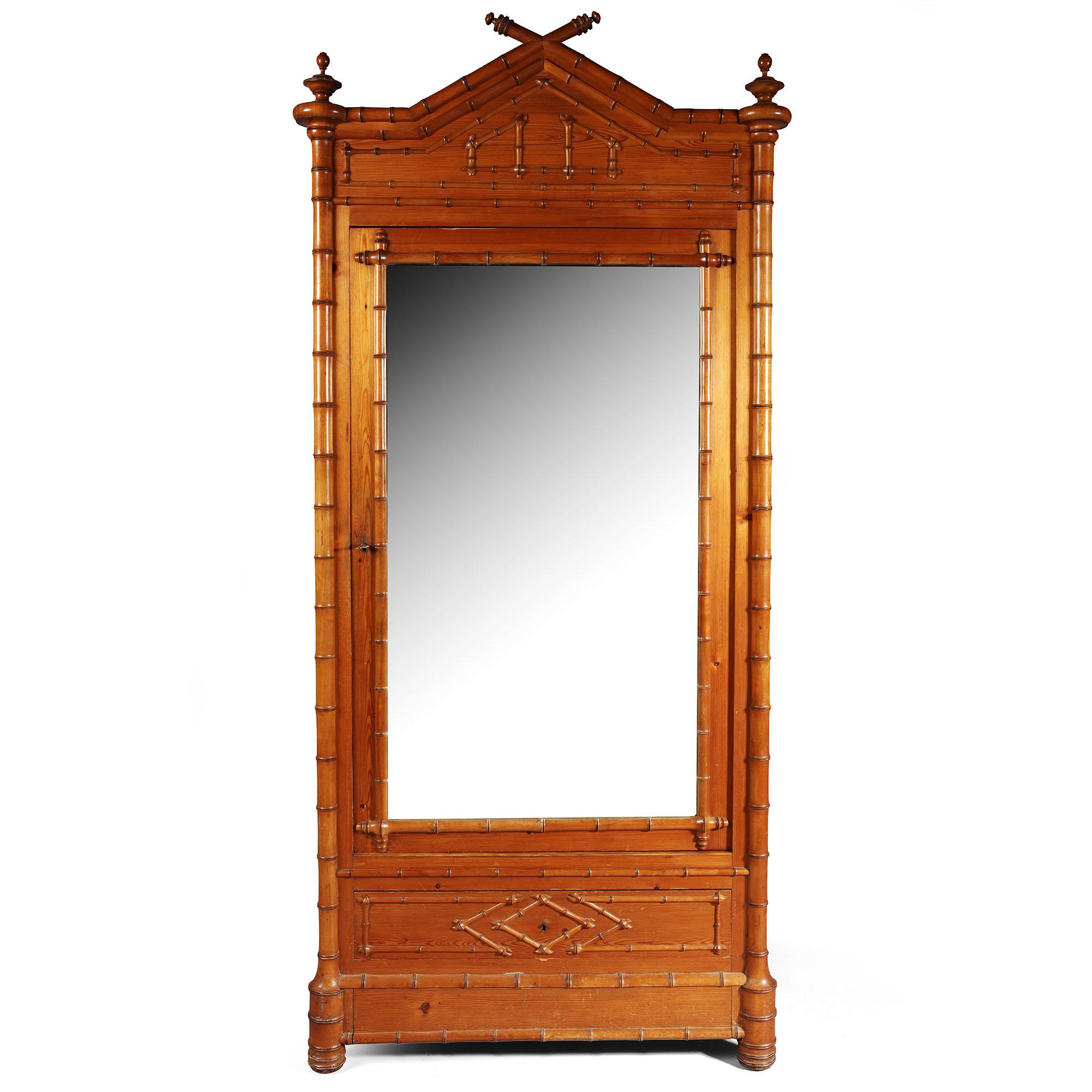 A fine French rustic faux bamboo armoire by 'Chaillet, A Paris'. Constructed in pine, simulating bamboo.
France, circa 1880.

Measures: Height 86 inches
Width 36inches
Depth 16 inches.