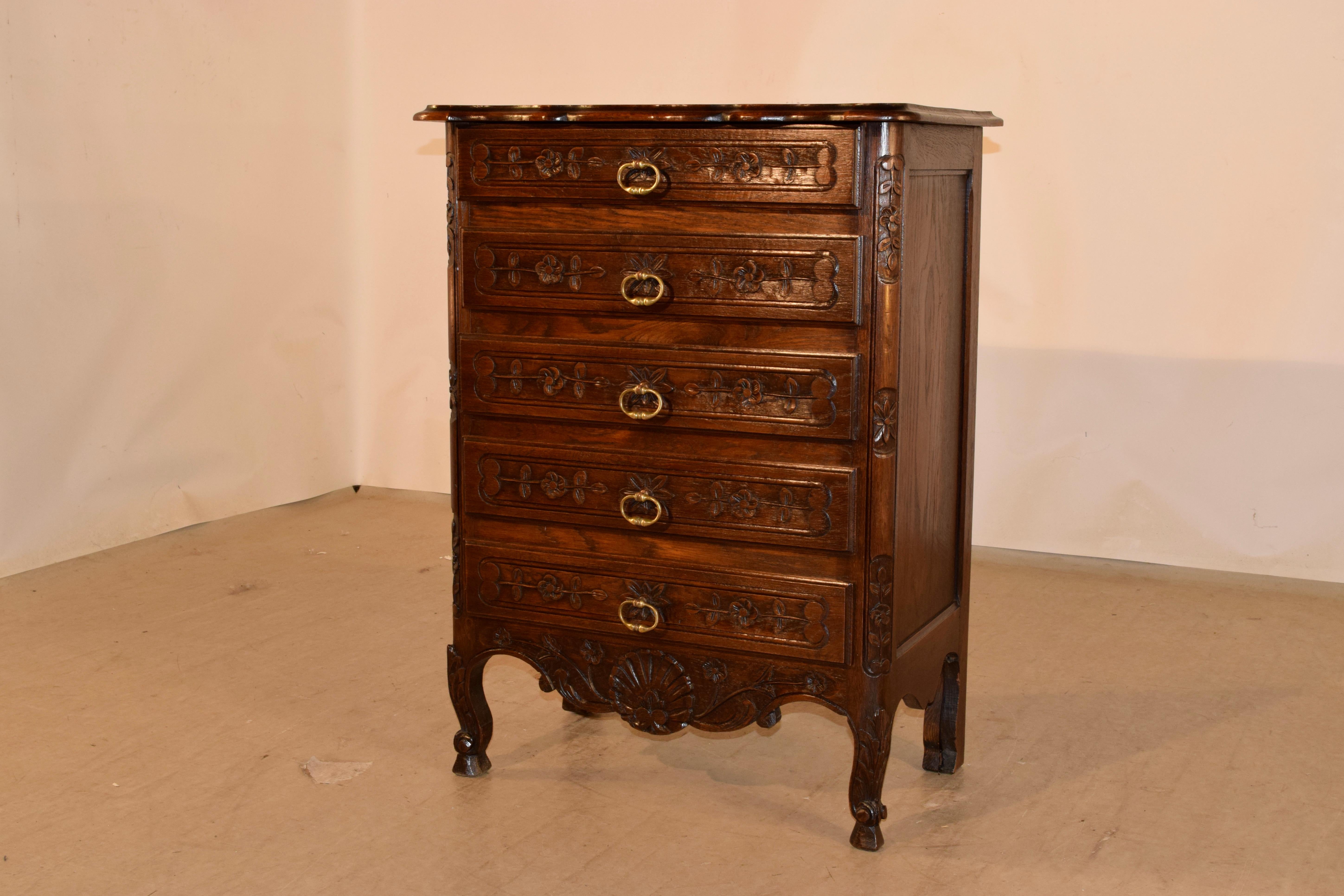 Hand-Carved 19th Century French Single Chest of Drawers