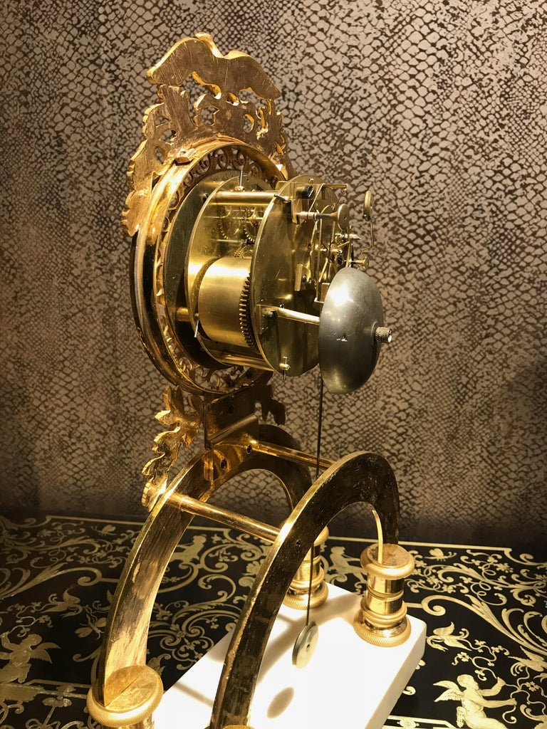 19th Century French Skeleton Clock of Ormolu and Marble from Directoire Period For Sale 3