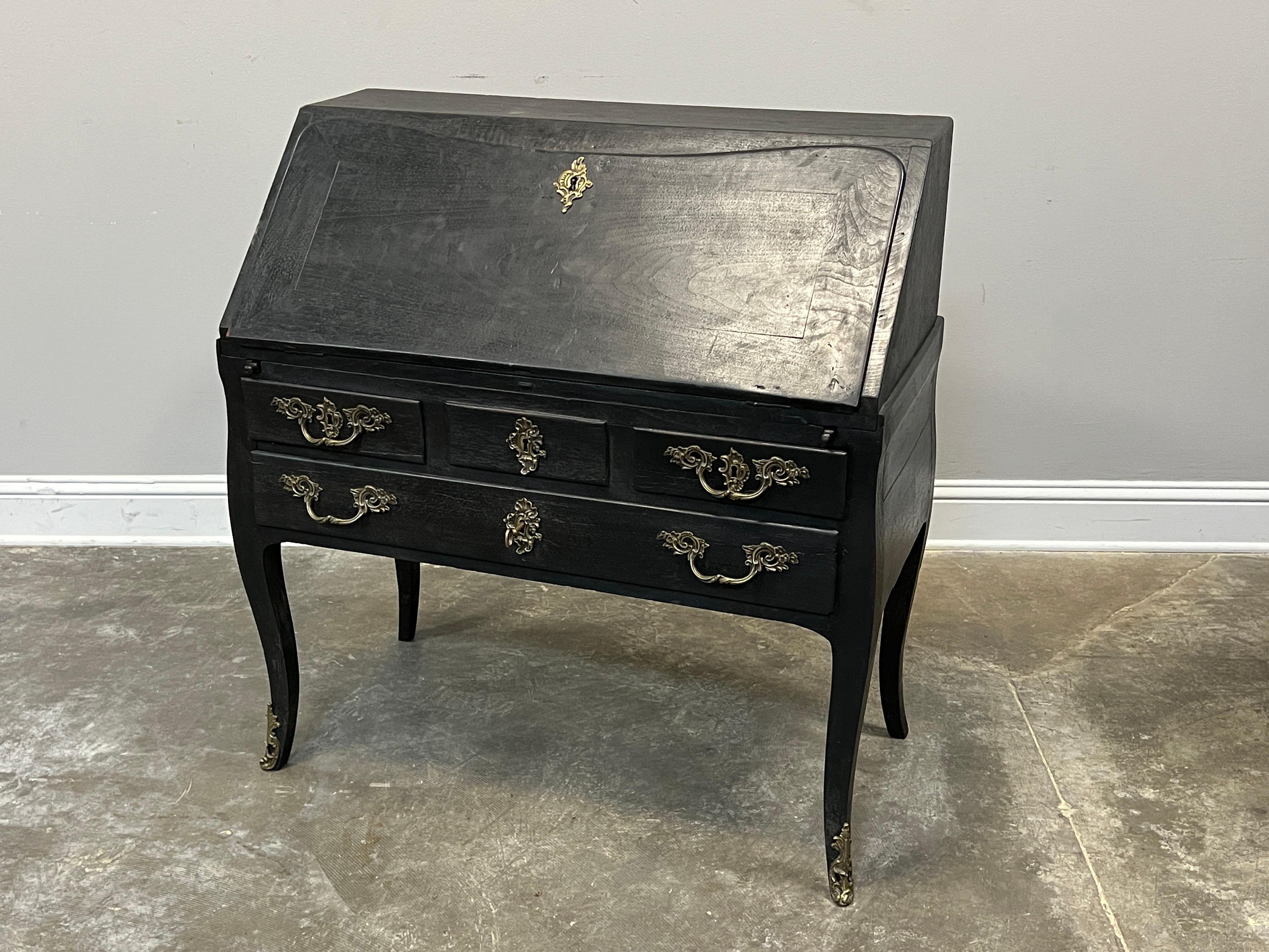 Louis XV 19th Century French Slant Front Painted Desk with Drop Front For Sale