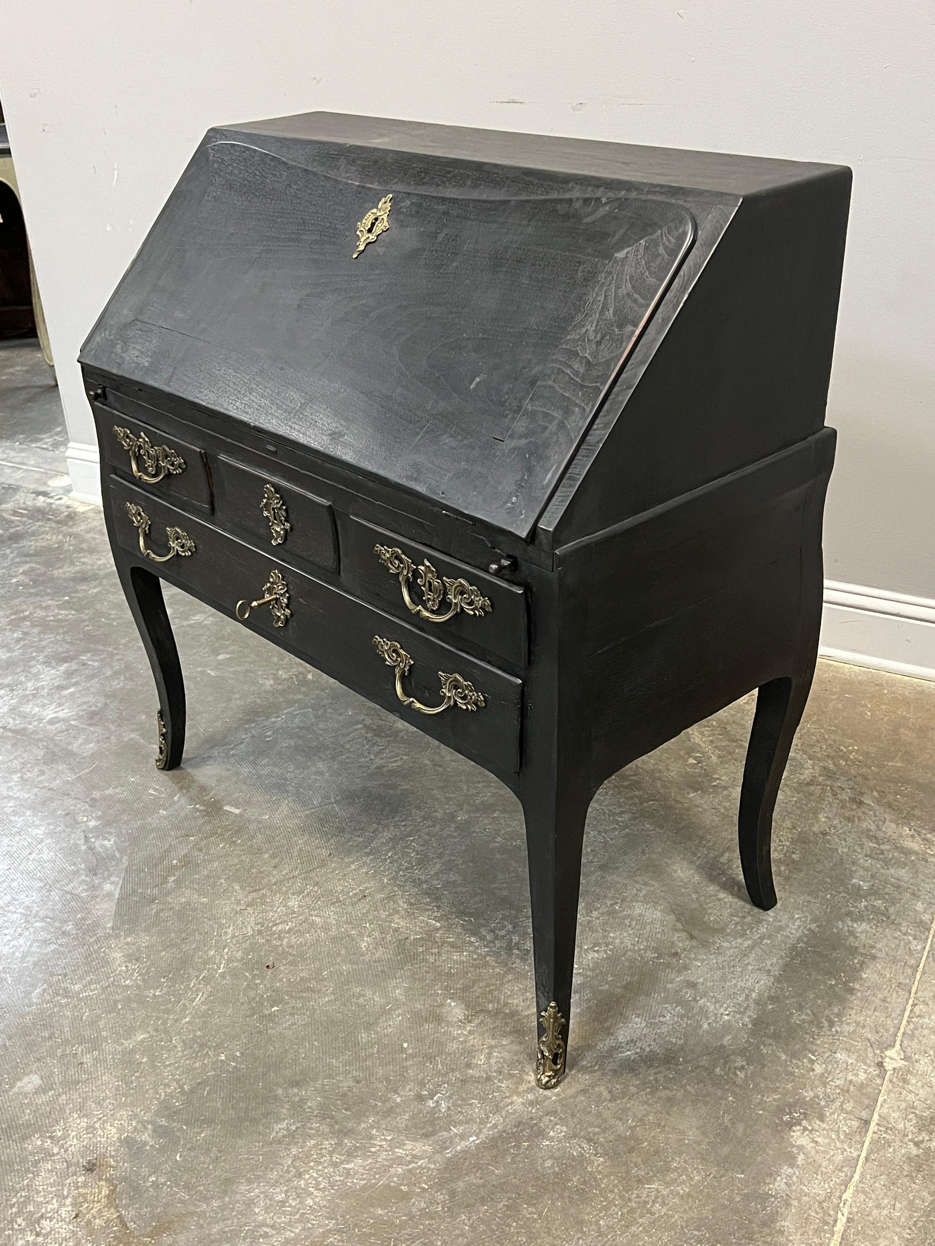 Hand-Painted 19th Century French Slant Front Painted Desk with Drop Front For Sale