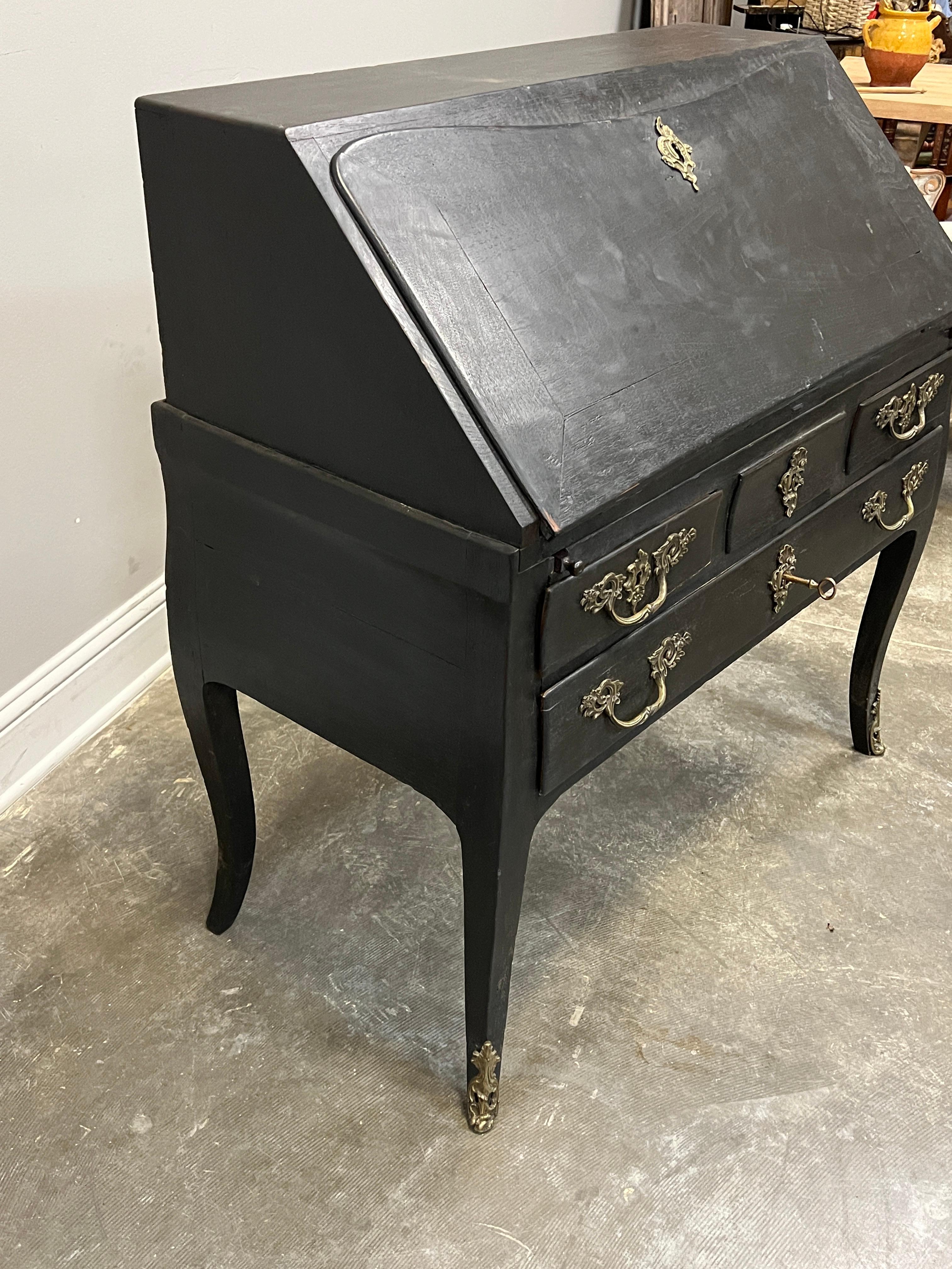 19th Century French Slant Front Painted Desk with Drop Front In Good Condition For Sale In Houston, US