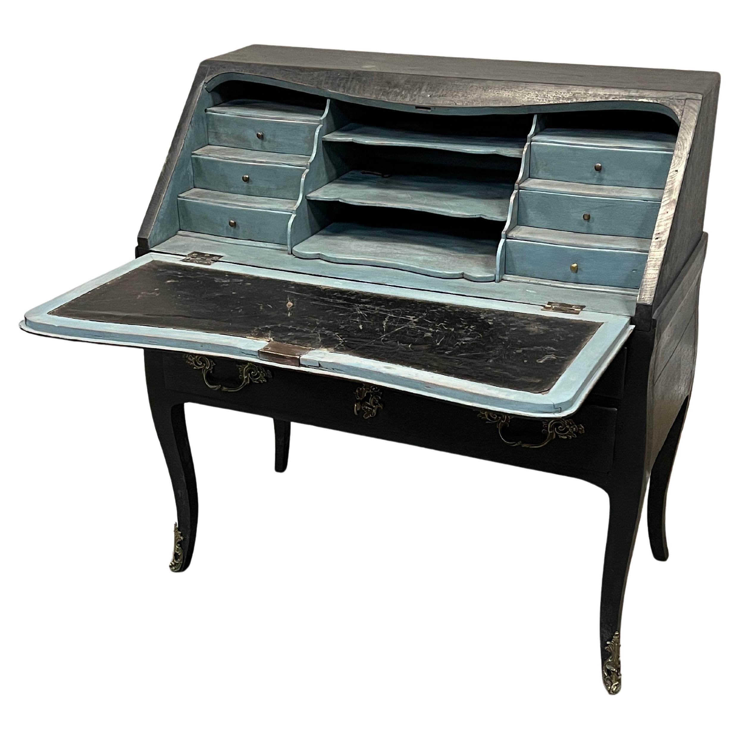 19th Century French Slant Front Painted Desk with Drop Front For Sale