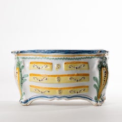 19th Century French Slip Glazed Faience Bough Pot