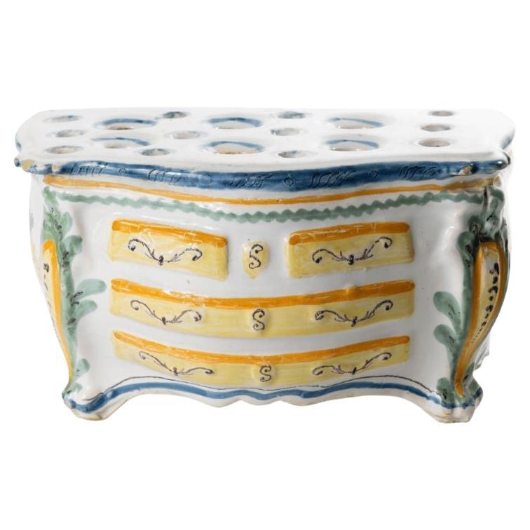 19th Century French Slip Glazed Faience Bough Pot For Sale