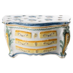 19th Century French Slip Glazed Faience Bough Pot