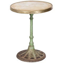 19th Century French Small Cast Iron Café Table, Original Marble Top